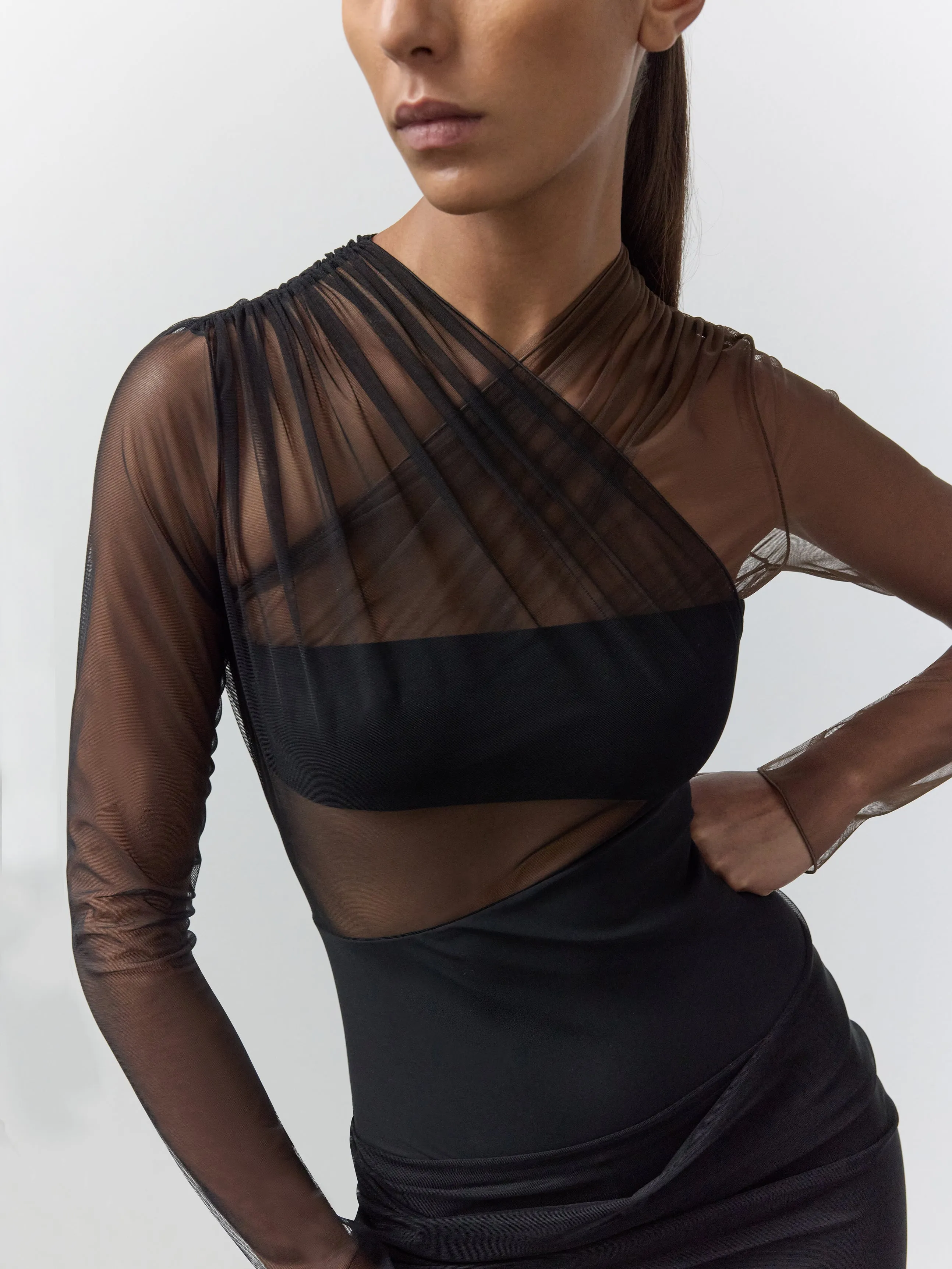 Kayla Long Sleeve Ruched Top With Cutout sold by Nensi Dojaka product image thumbnail 4