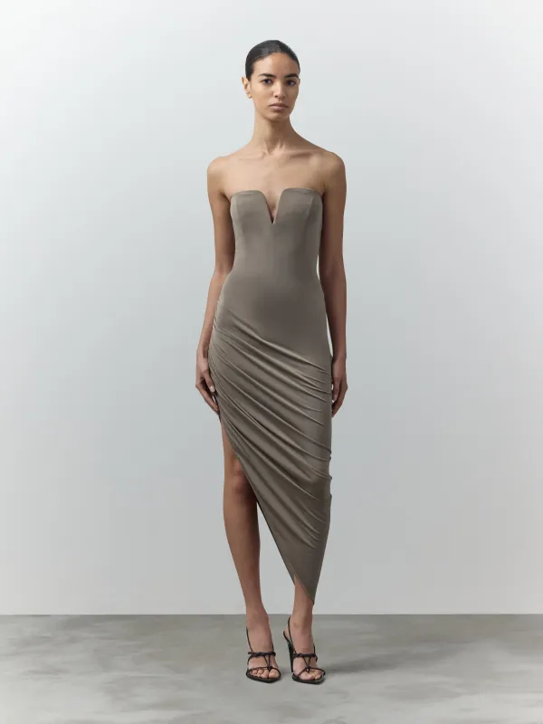 Ivy Side Ruched Asymmetric Dress made by Nensi Dojaka