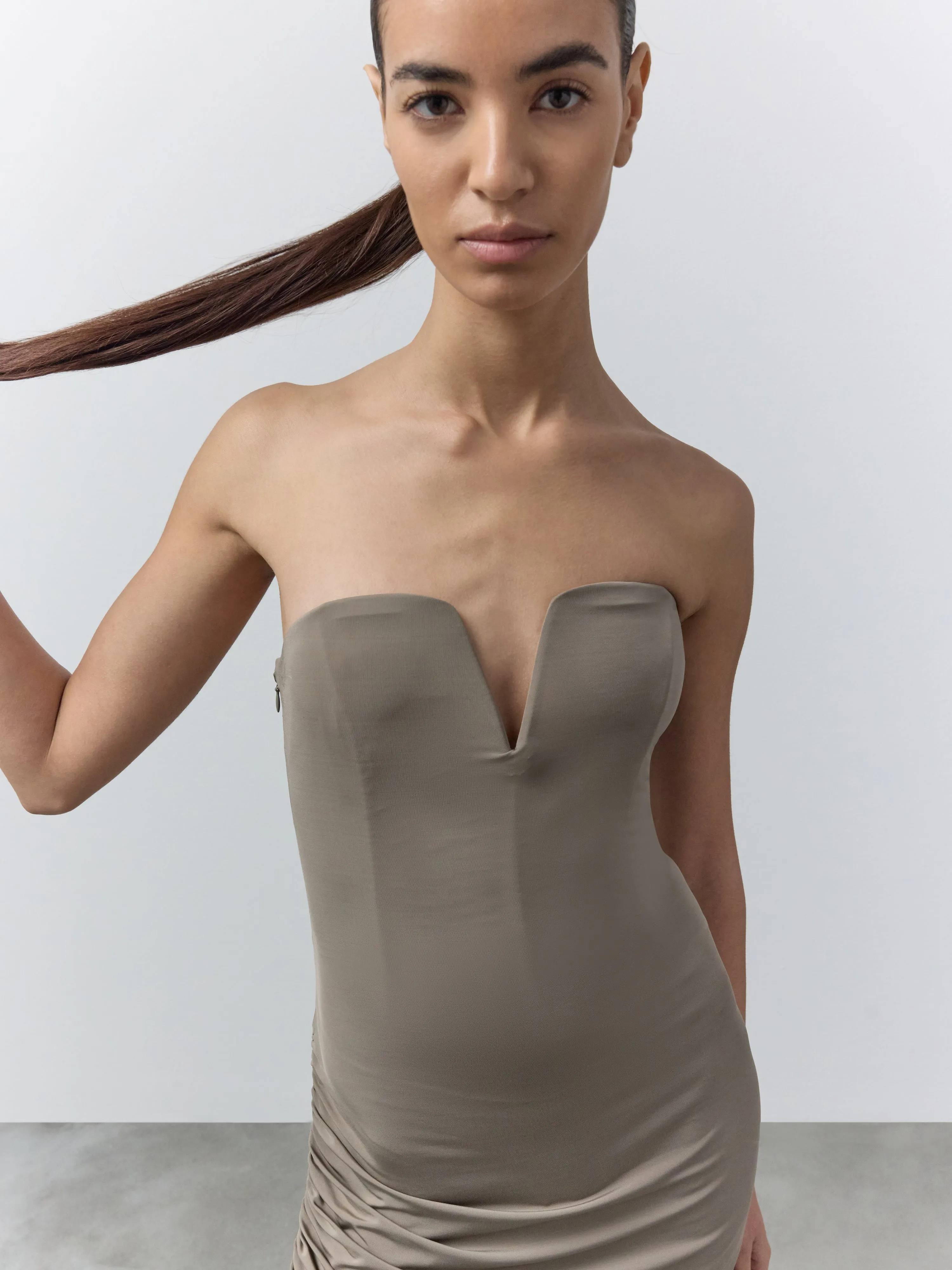 Ivy Side Ruched Asymmetric Dress sold by Nensi Dojaka product image thumbnail 4