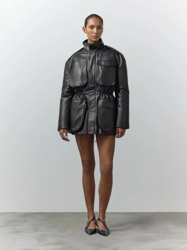 LEATHER PUFFER made by Nensi Dojaka