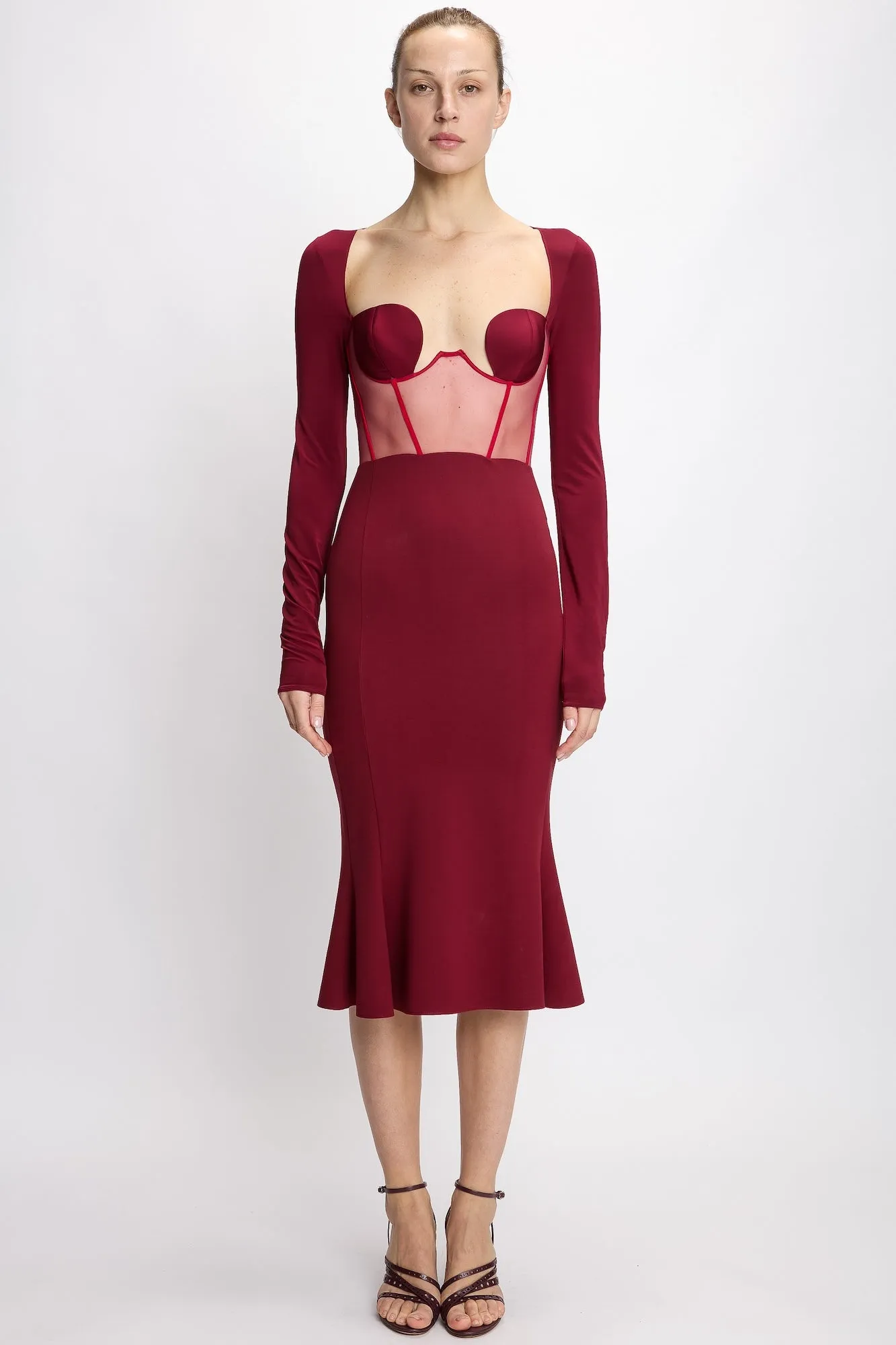 CORSETTED MIDI DRESS WITH RAGLAN SLEEVE sold by Nensi Dojaka