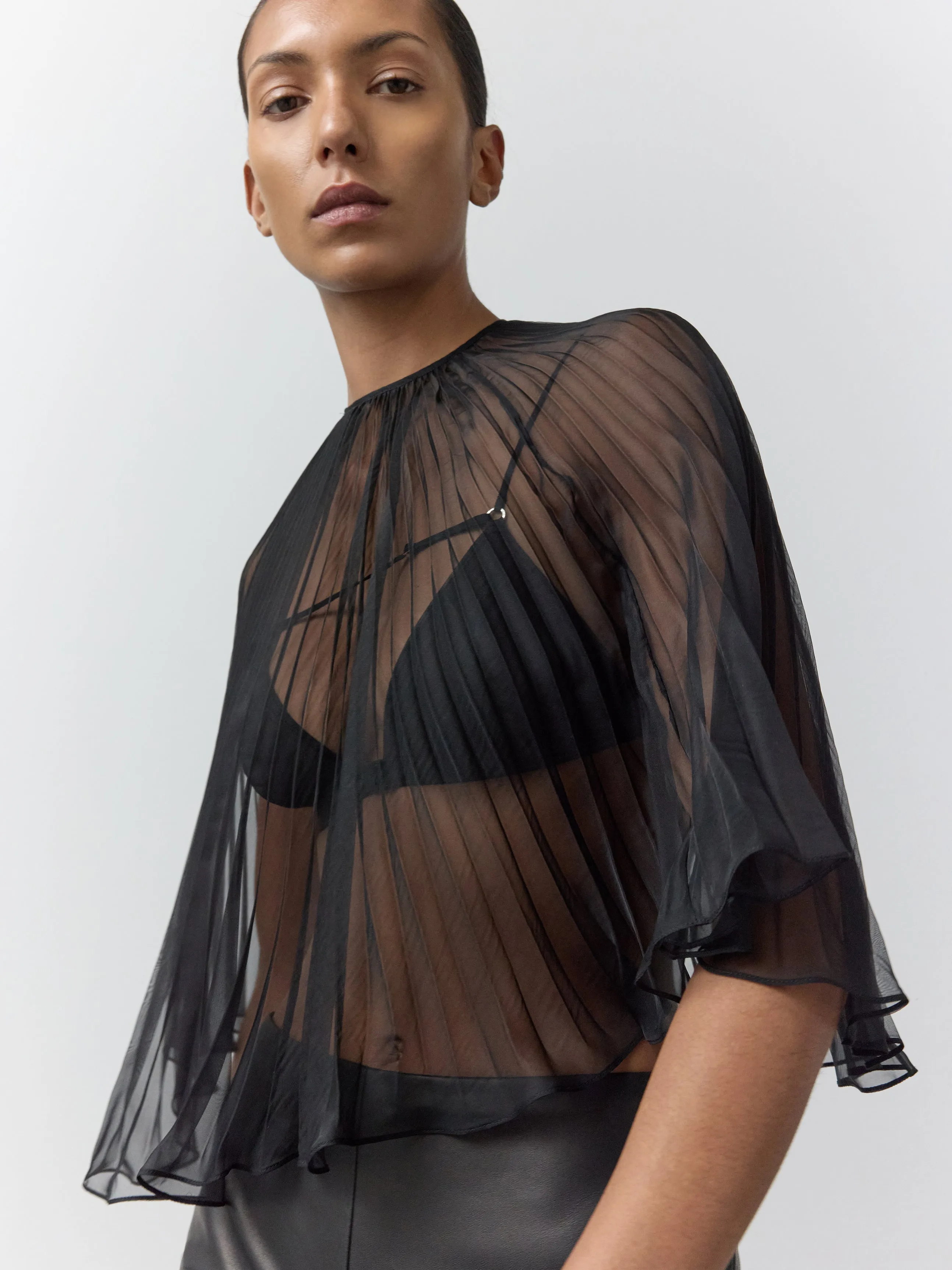 MERCY SEMI-SHEER PLEATED CAPE sold by Nensi Dojaka product image thumbnail 4