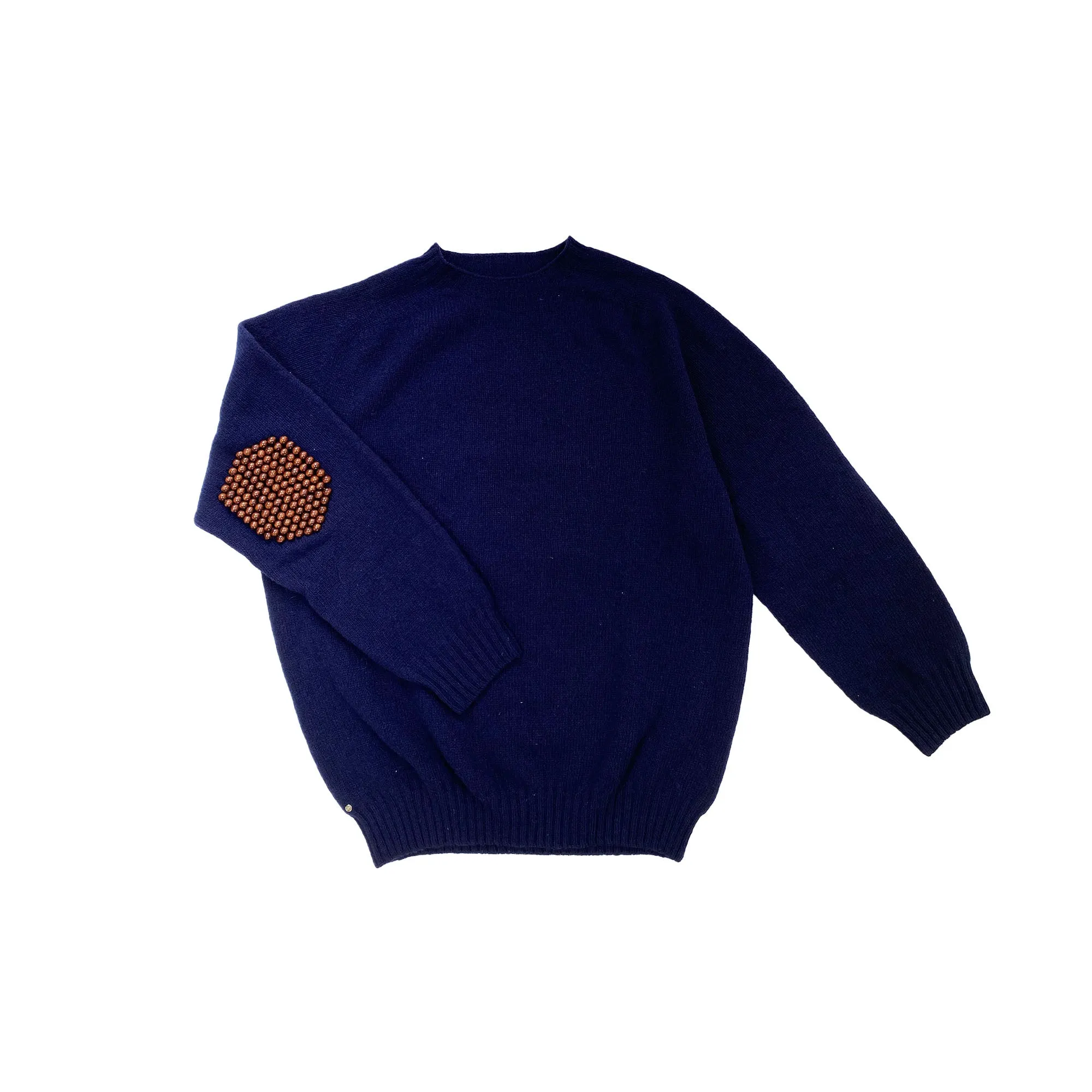 Nº75 Pearlpad Sweater Navy / Brown Wood sold by BLESS