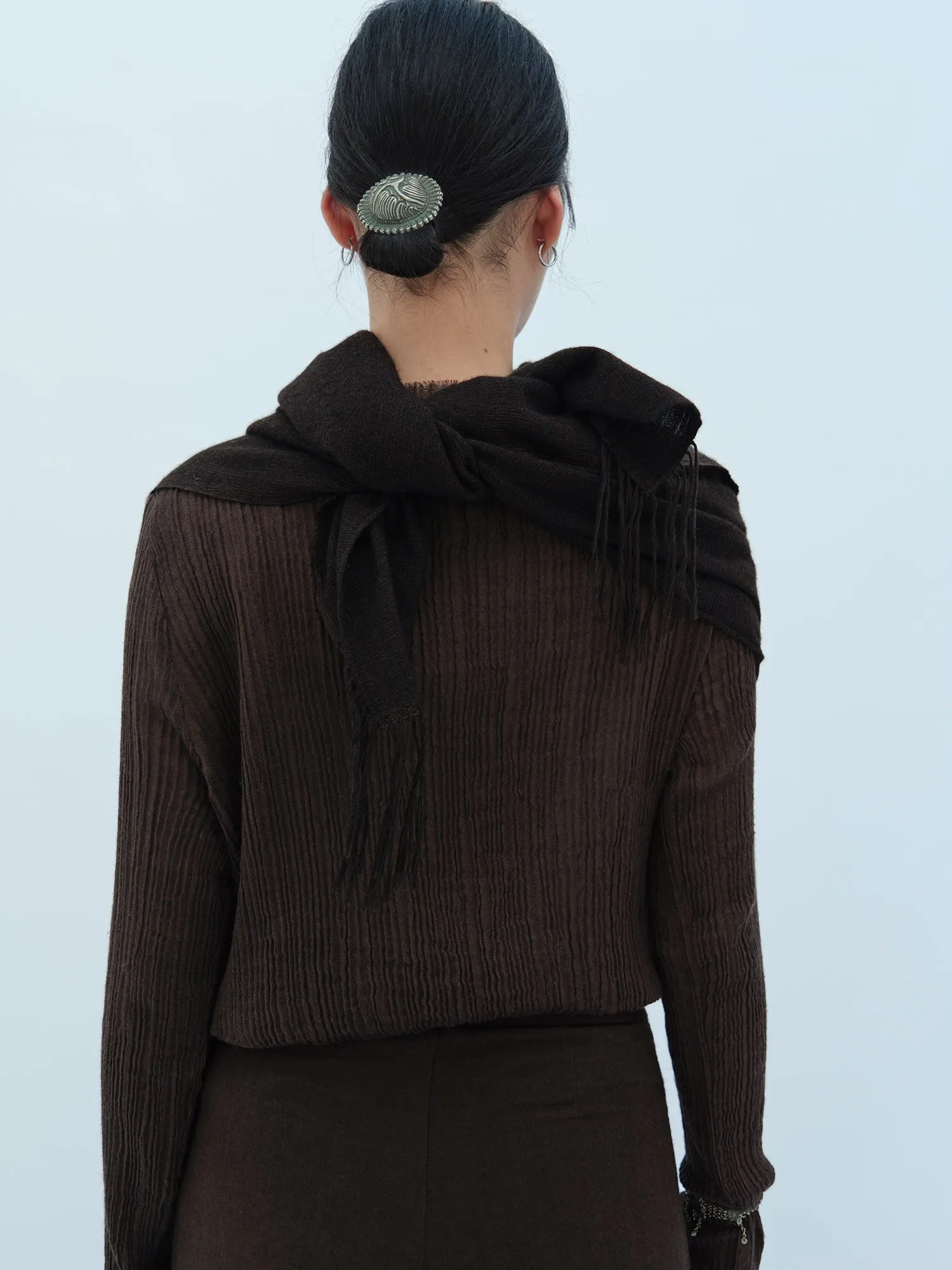 Handspun Light Tassels Scarf sold by Noriha product image thumbnail 3