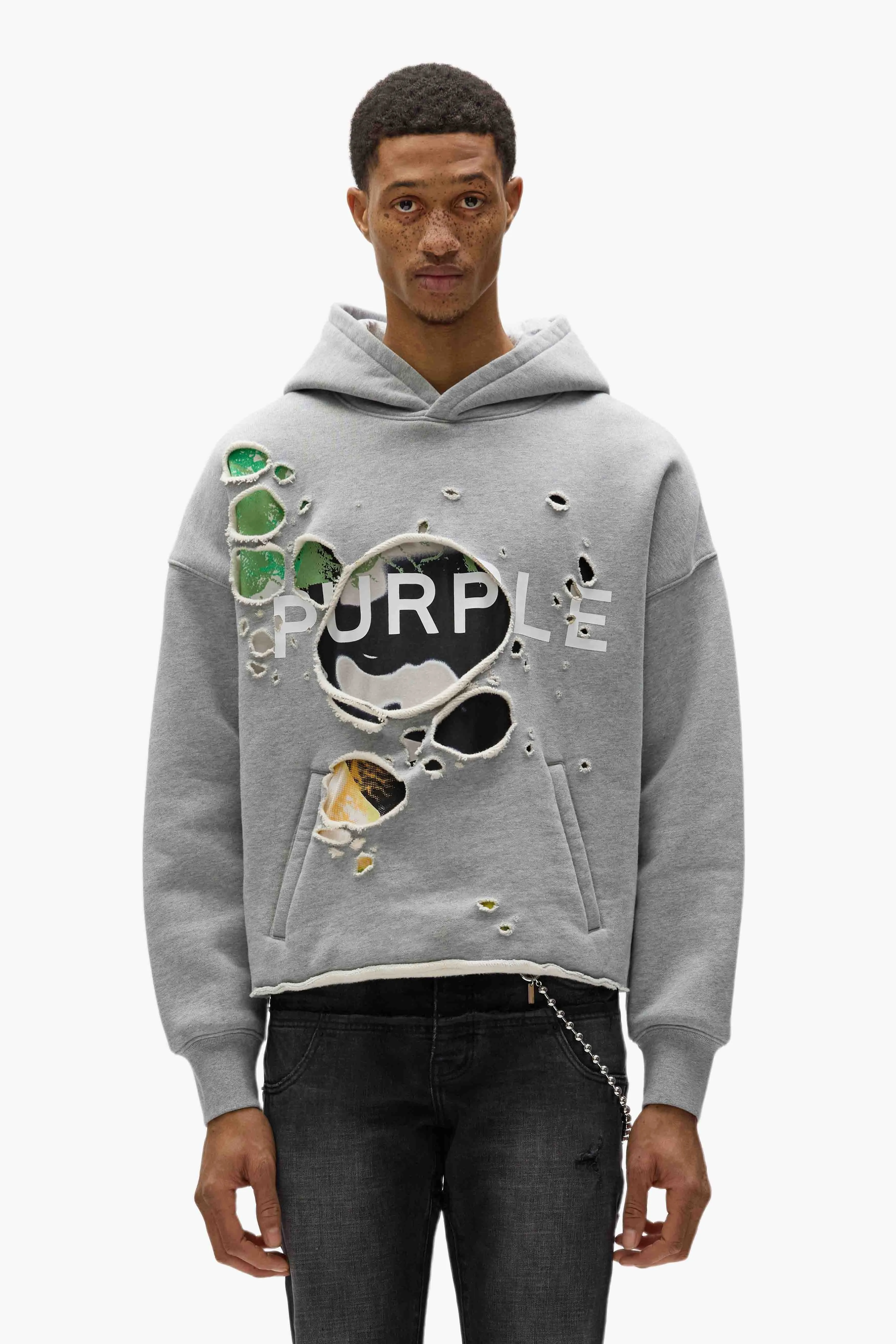 Distressed Cropped Hoodie sold by PURPLE BRAND
