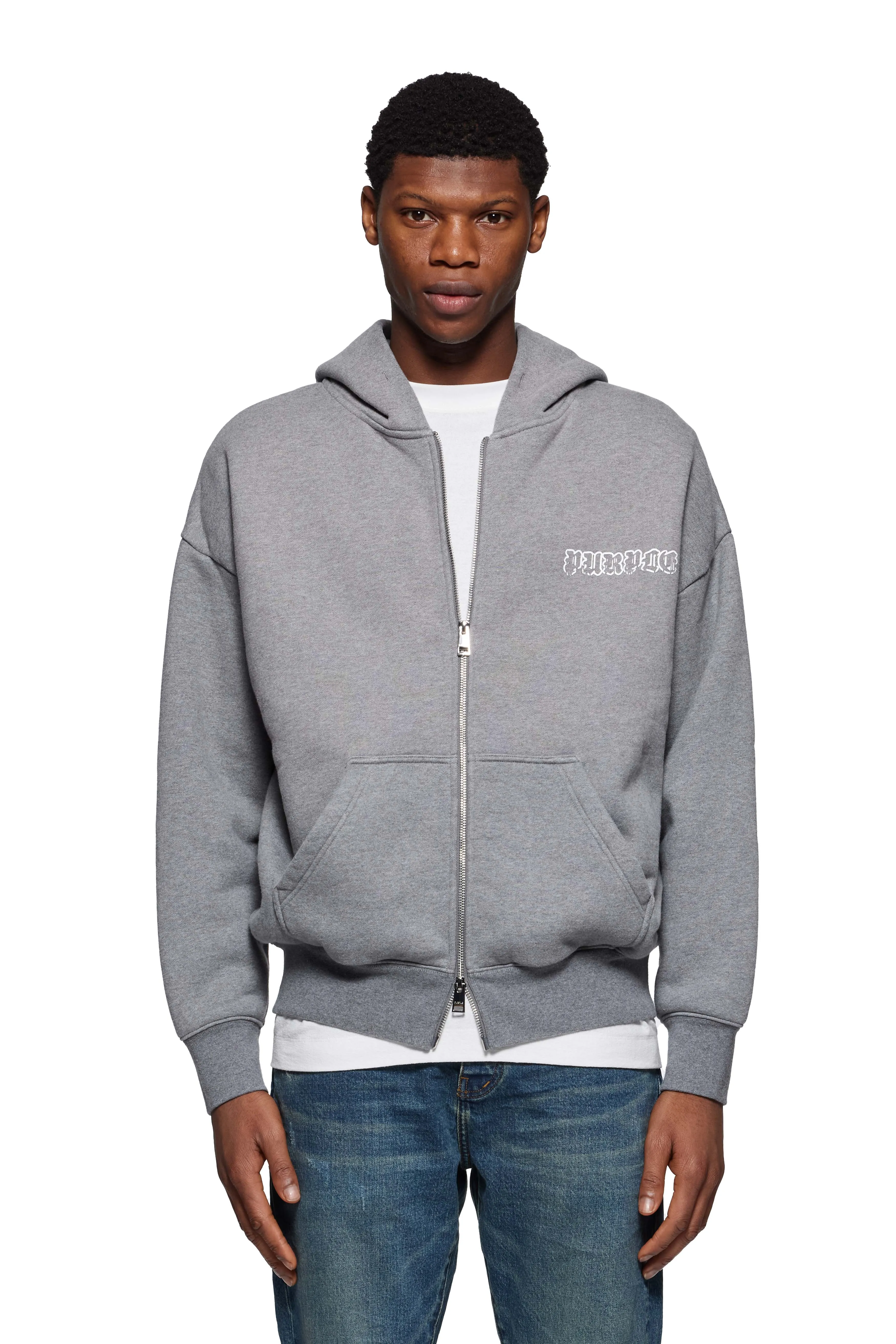 Gothic Wordmark Drip Zip Up Hoodie sold by PURPLE BRAND