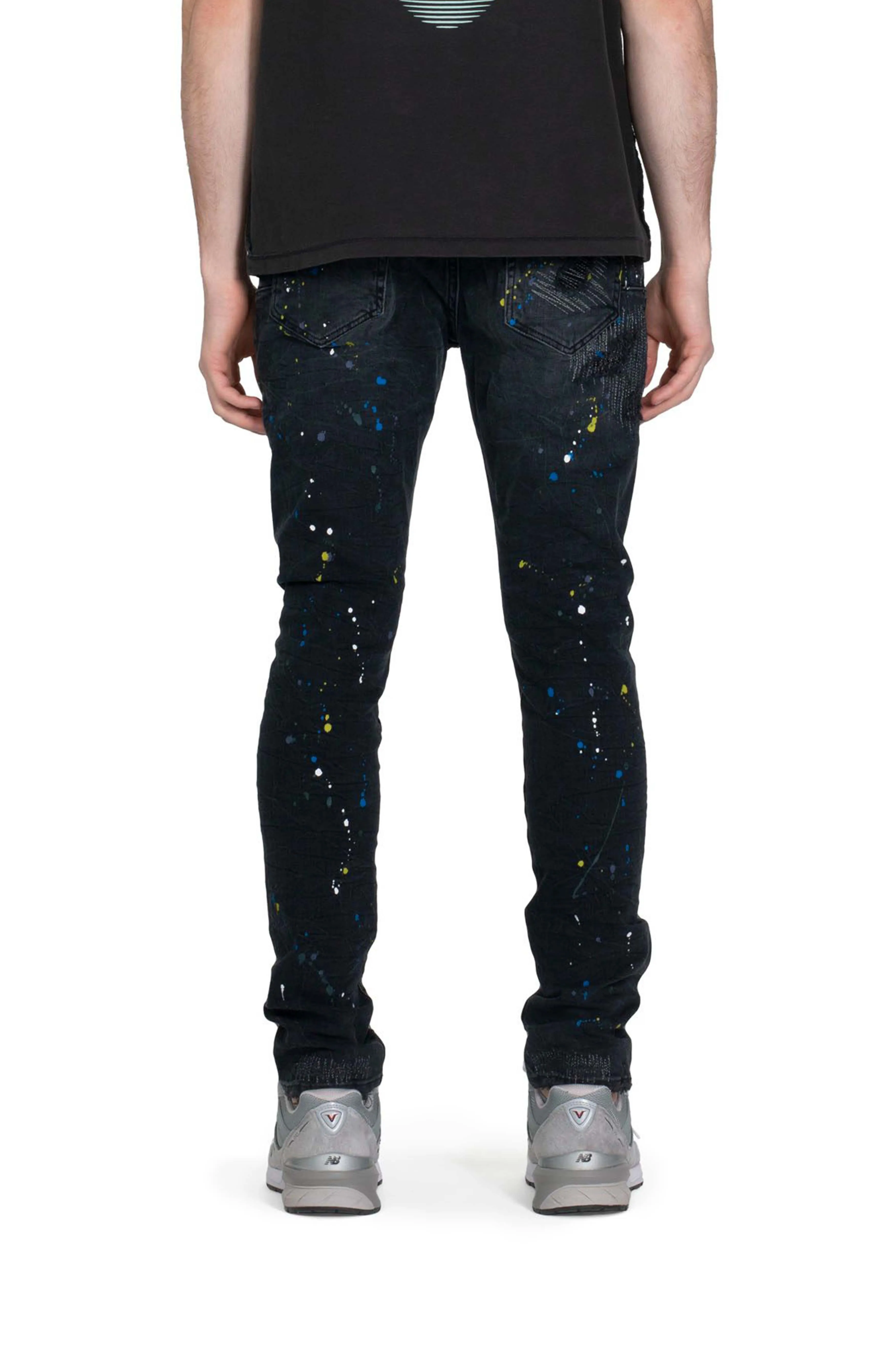 P001 LOW RISE SKINNY JEAN - Black Reflective Repair with Paint sold by PURPLE BRAND product image thumbnail 2