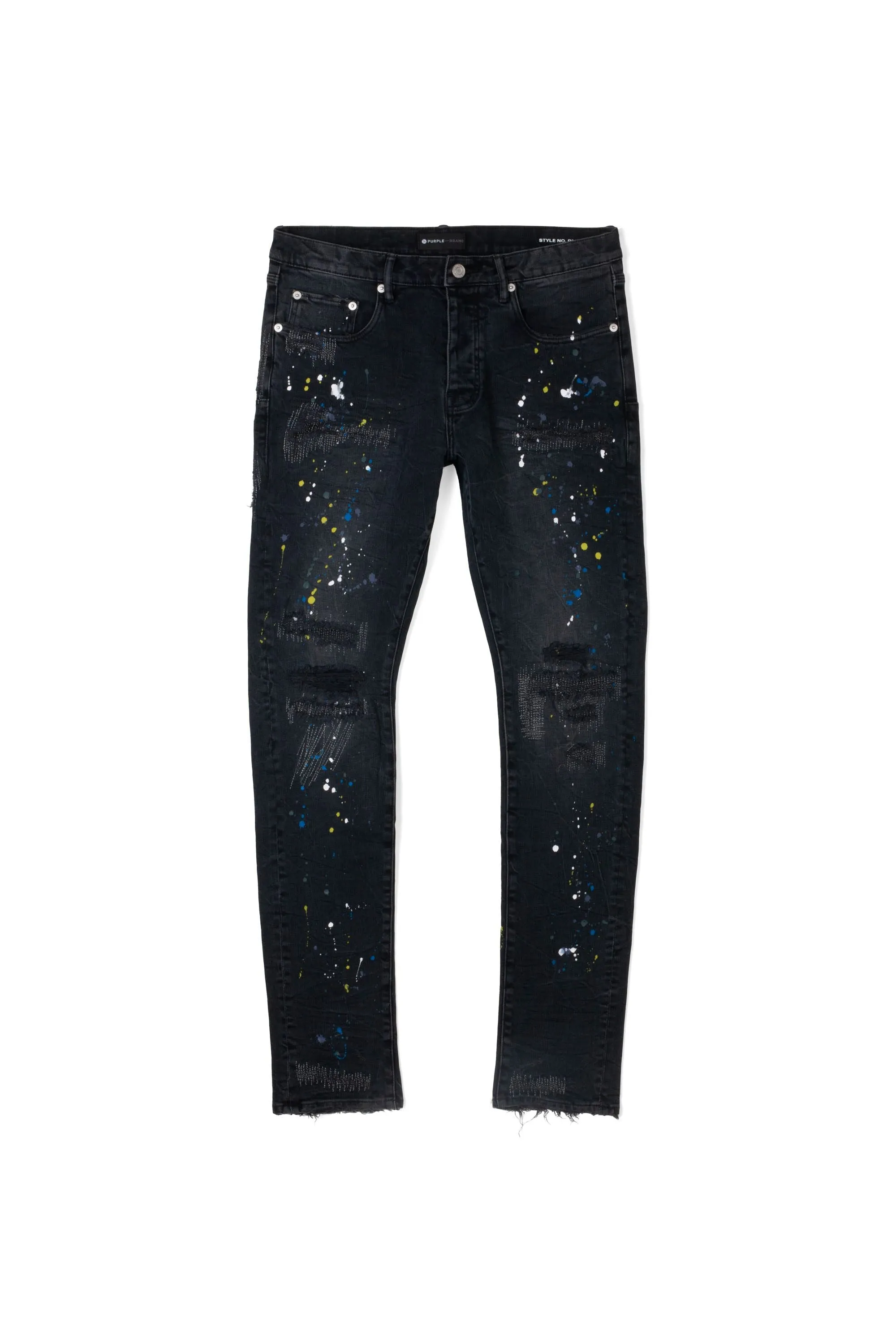 P001 LOW RISE SKINNY JEAN - Black Reflective Repair with Paint sold by PURPLE BRAND product image thumbnail 4