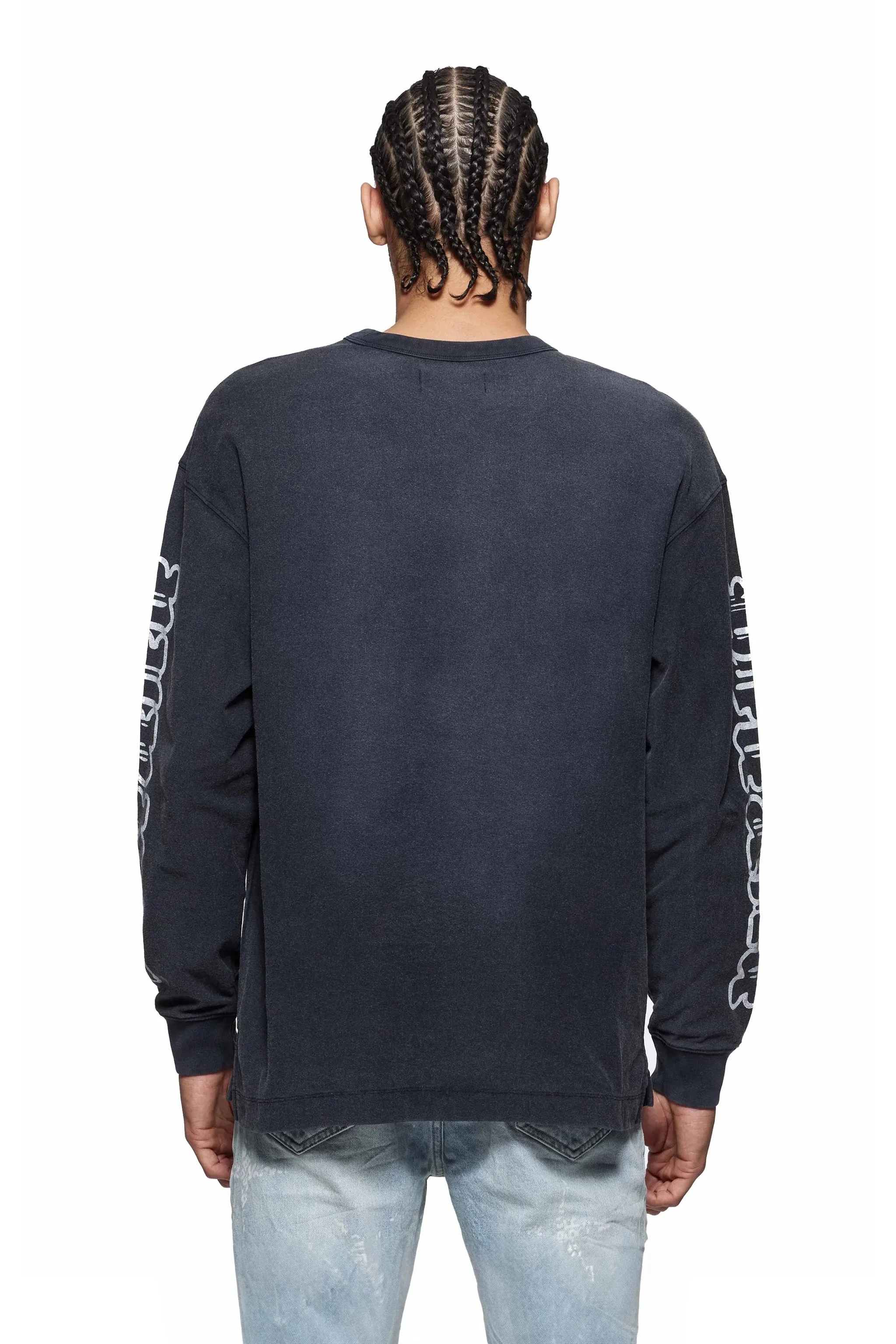 Worn Gothic Wordmark Long Sleeve Tee sold by PURPLE BRAND product image thumbnail 2