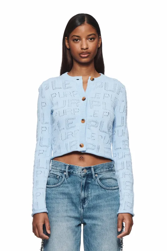 Wordmark Pointelle Cardigan made by PURPLE BRAND