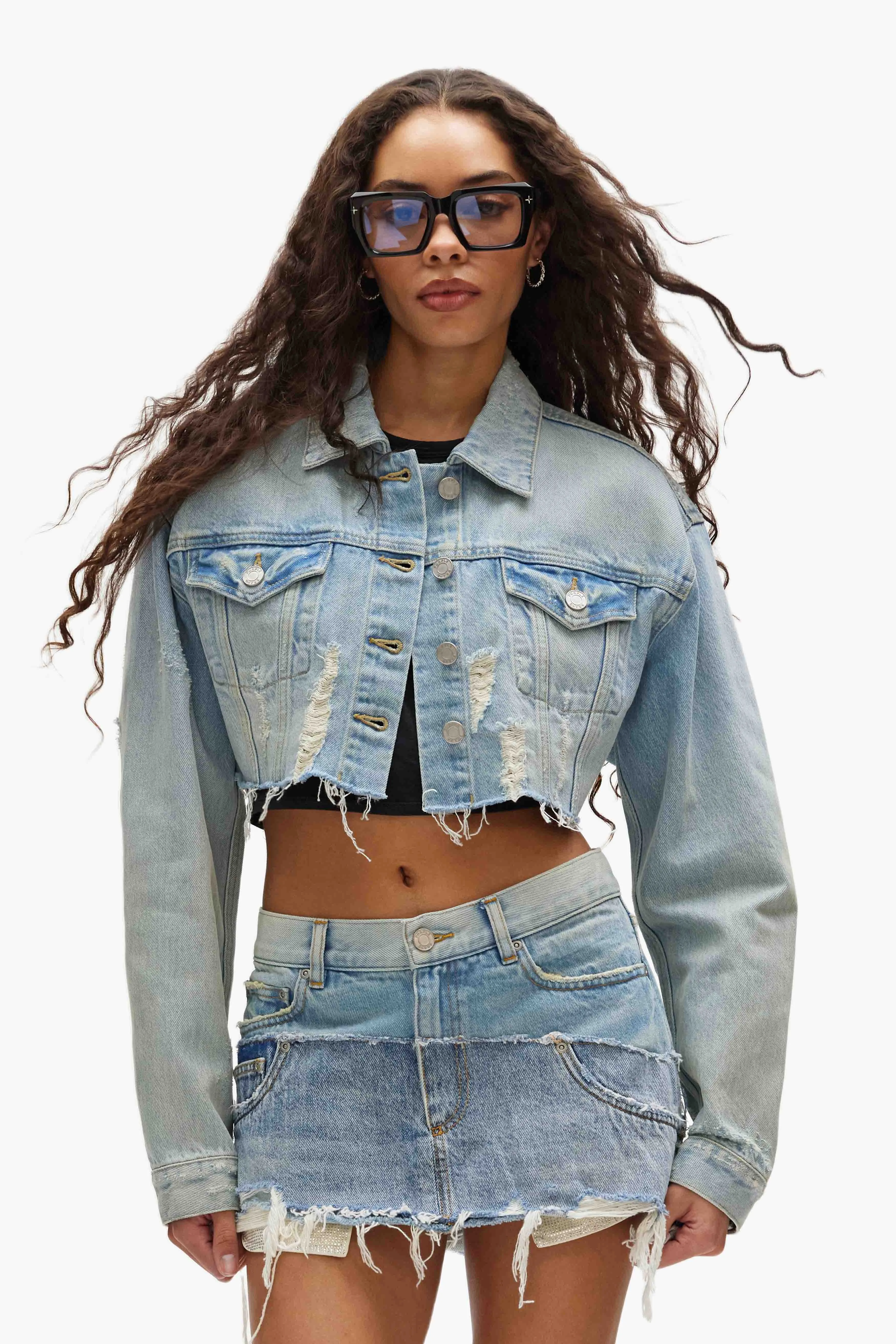 Cropped Denim Jacket sold by PURPLE BRAND product image thumbnail 4