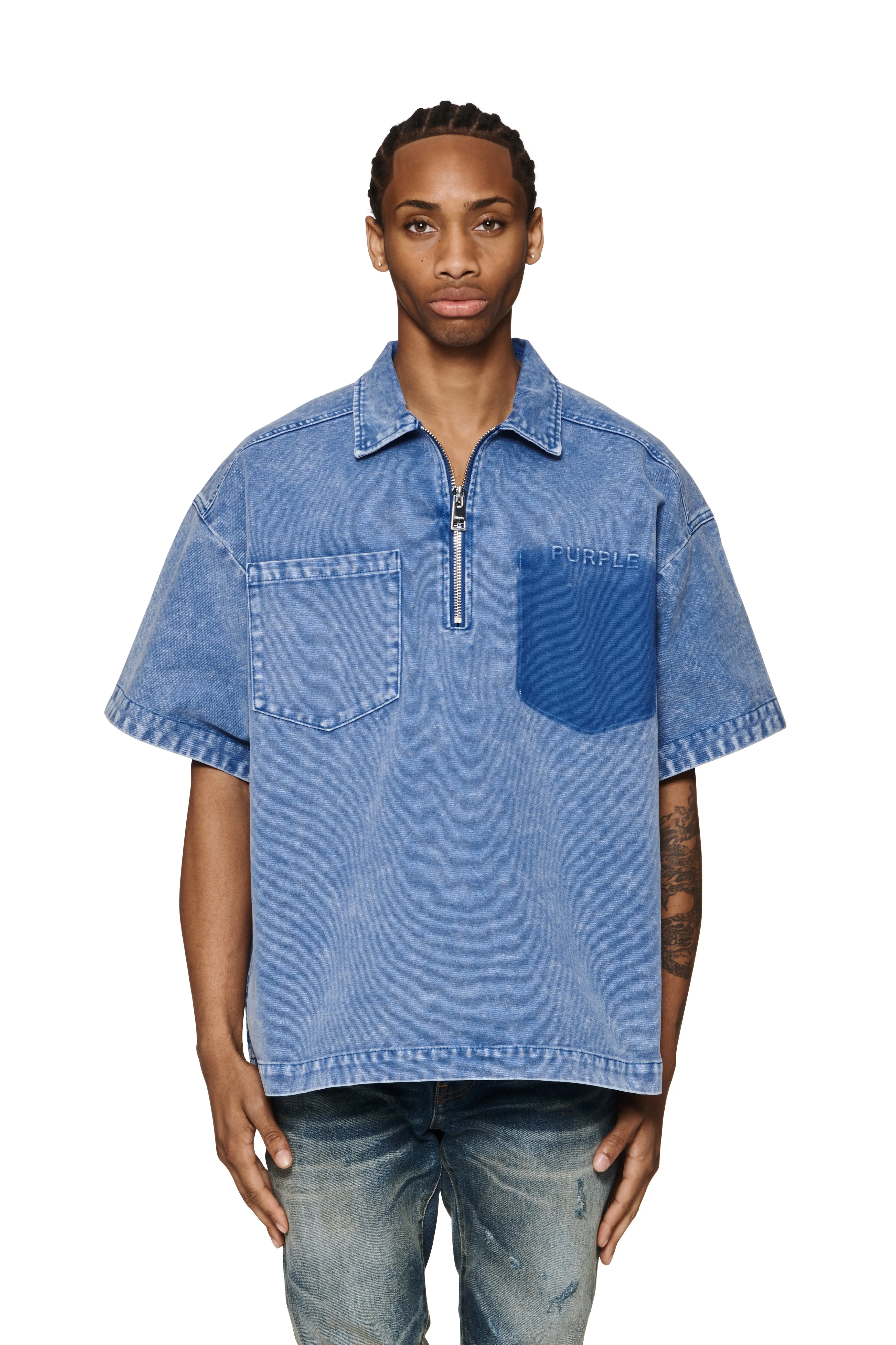 Oversized Zip Up Polo sold by PURPLE BRAND