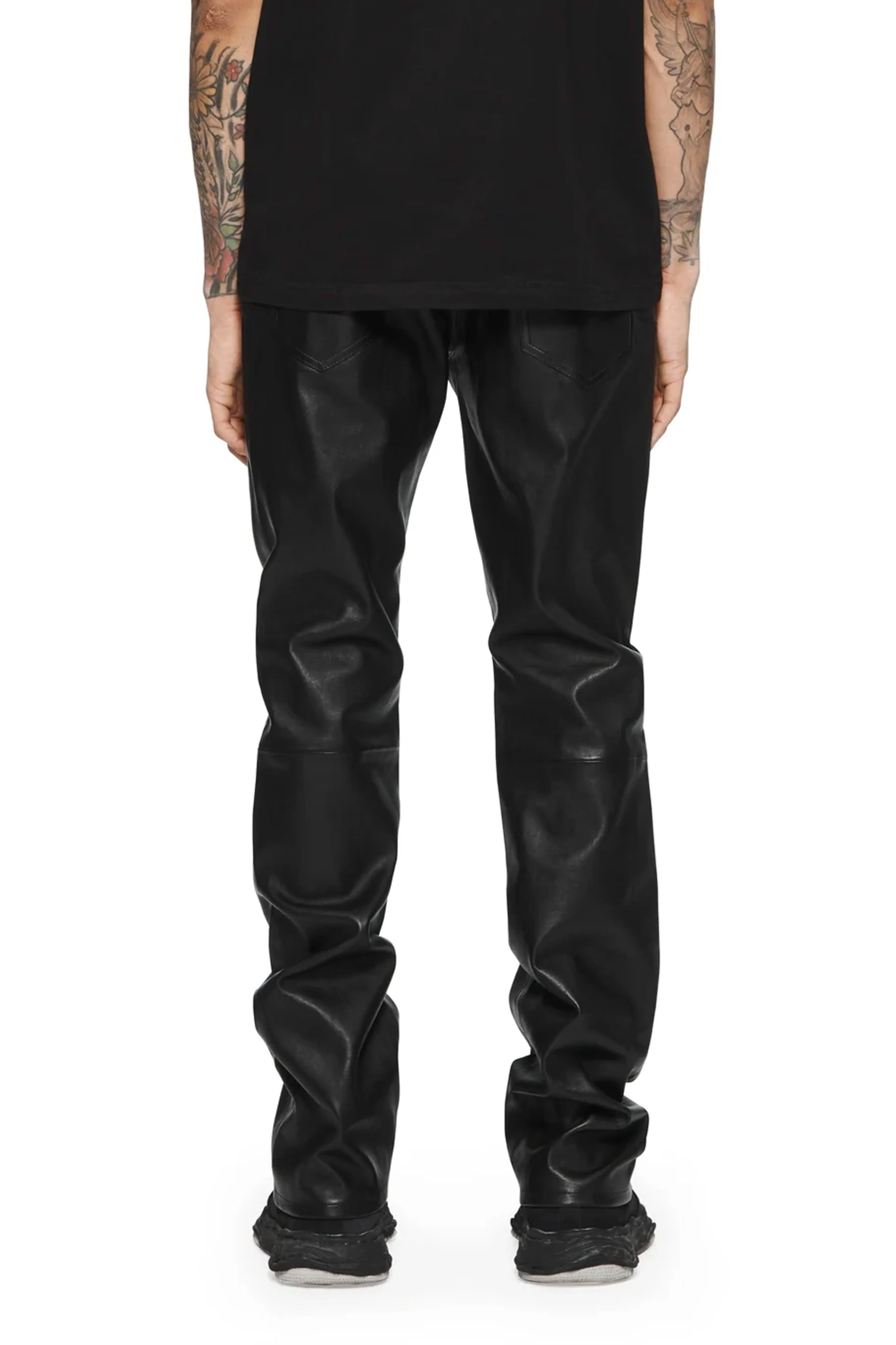 P004 FLARE JEAN - Black Stretch Leather sold by PURPLE BRAND product image thumbnail 2