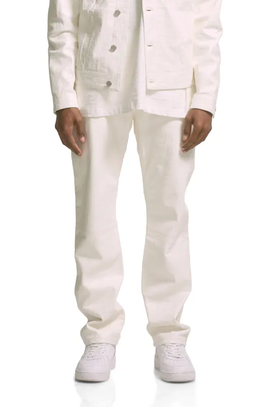 P011 MID RISE STRAIGHT LEG PANT - Leather Brilliant White made by PURPLE BRAND