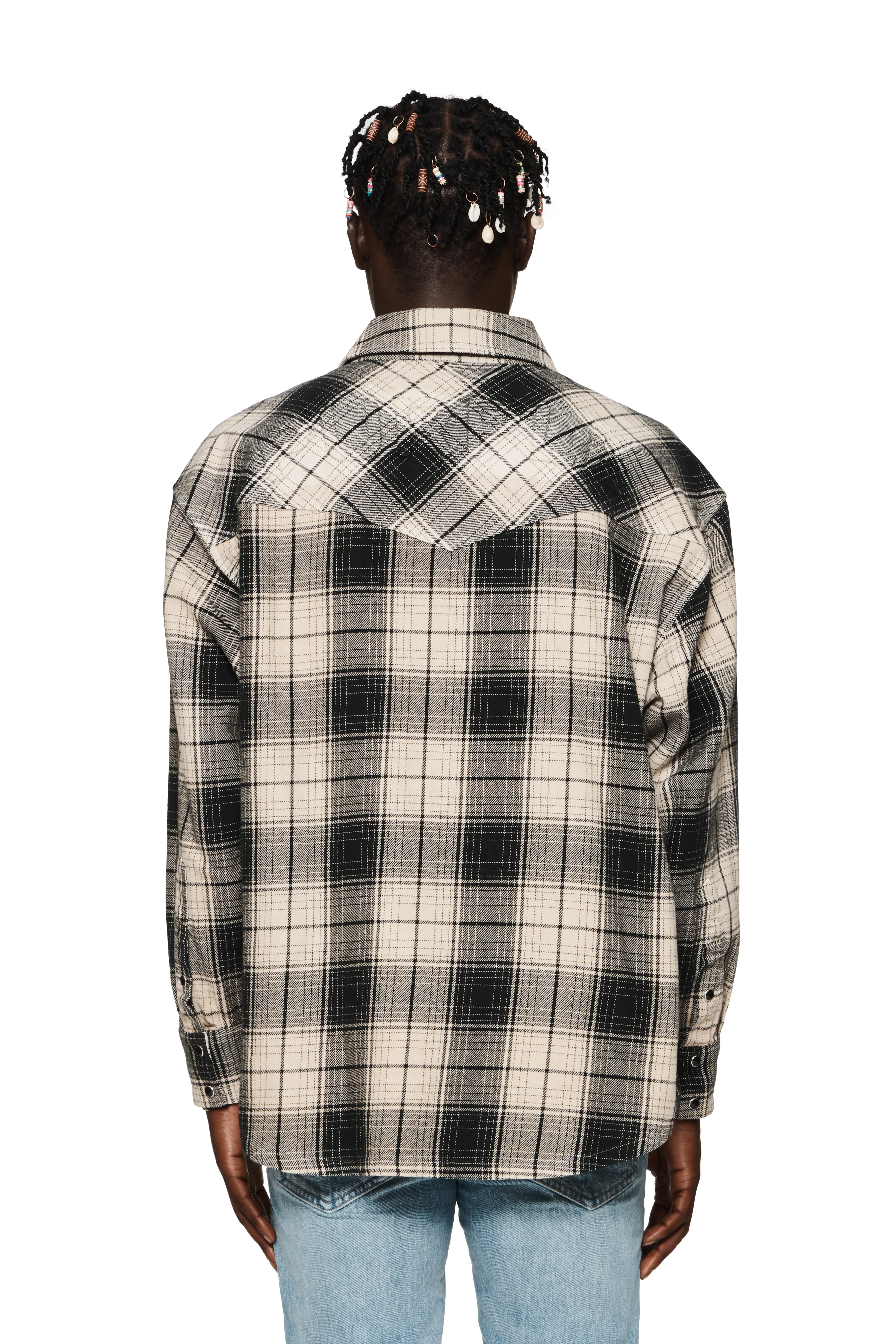 Wordmark Plaid Western Shirt sold by PURPLE BRAND product image thumbnail 2