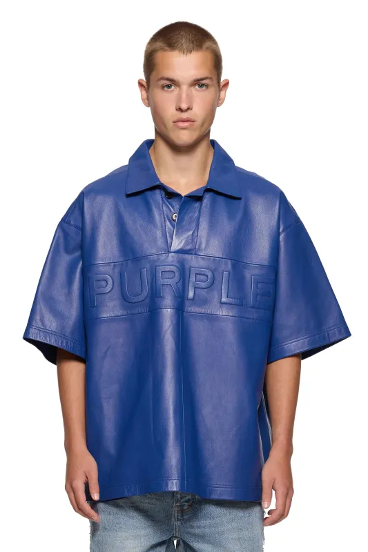 Leather Short Sleeve Polo made by PURPLE BRAND