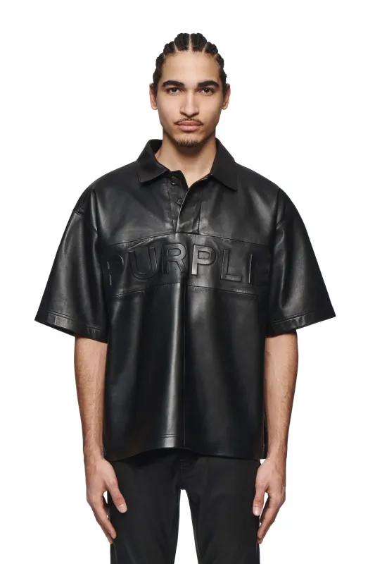 Leather Short Sleeve Polo made by PURPLE BRAND