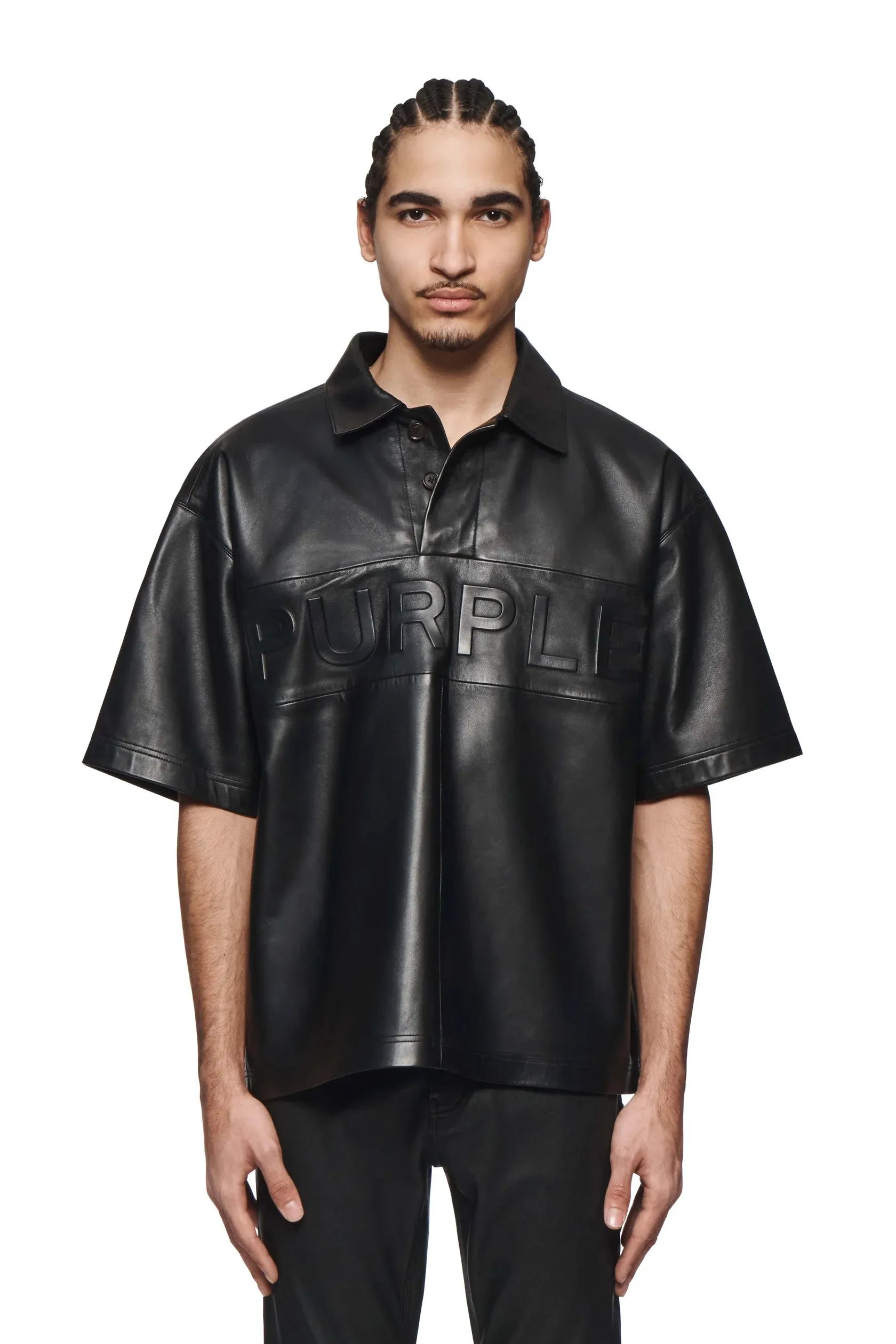 Leather Short Sleeve Polo sold by PURPLE BRAND