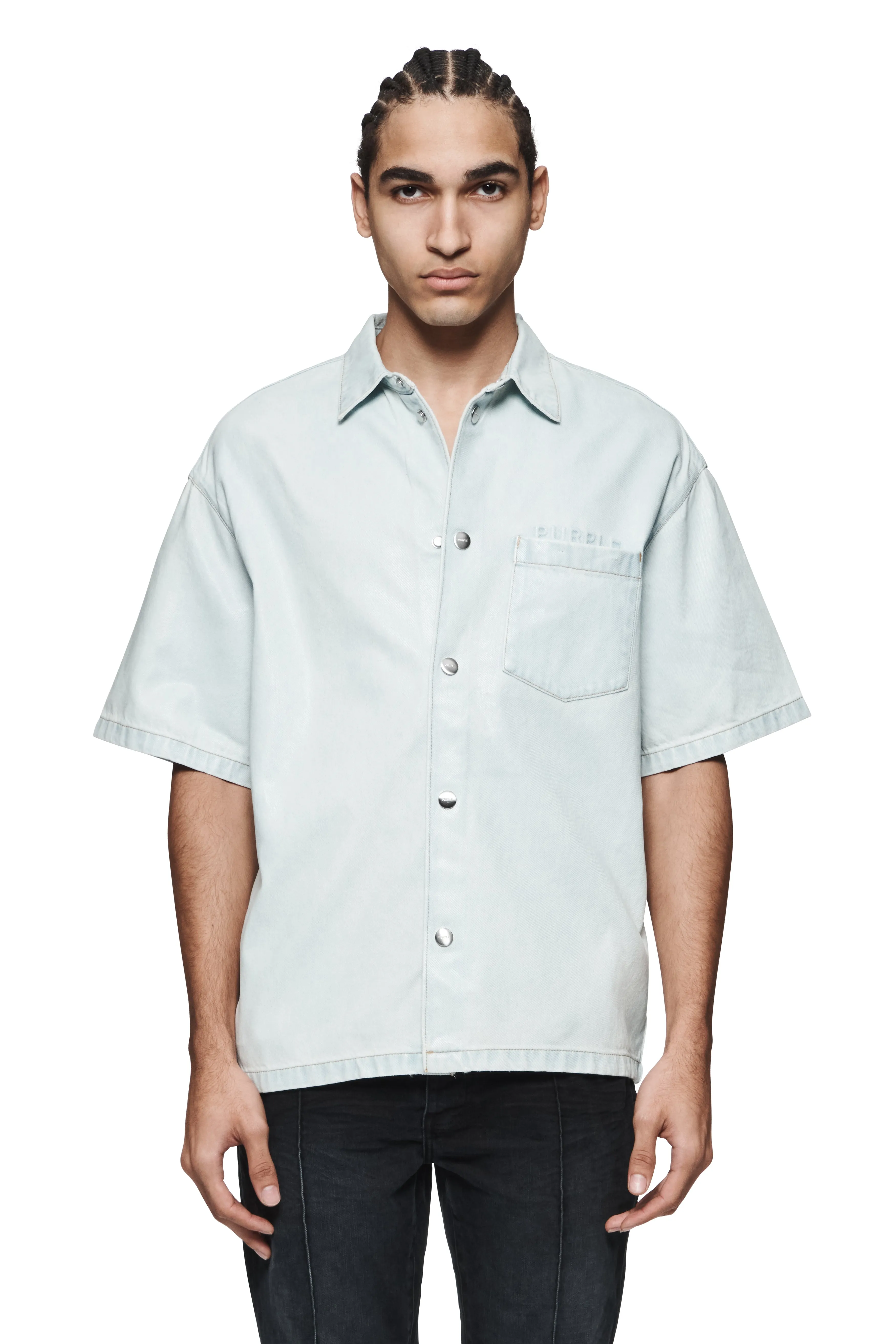 P035 Coated Short Sleeve Shirt sold by PURPLE BRAND