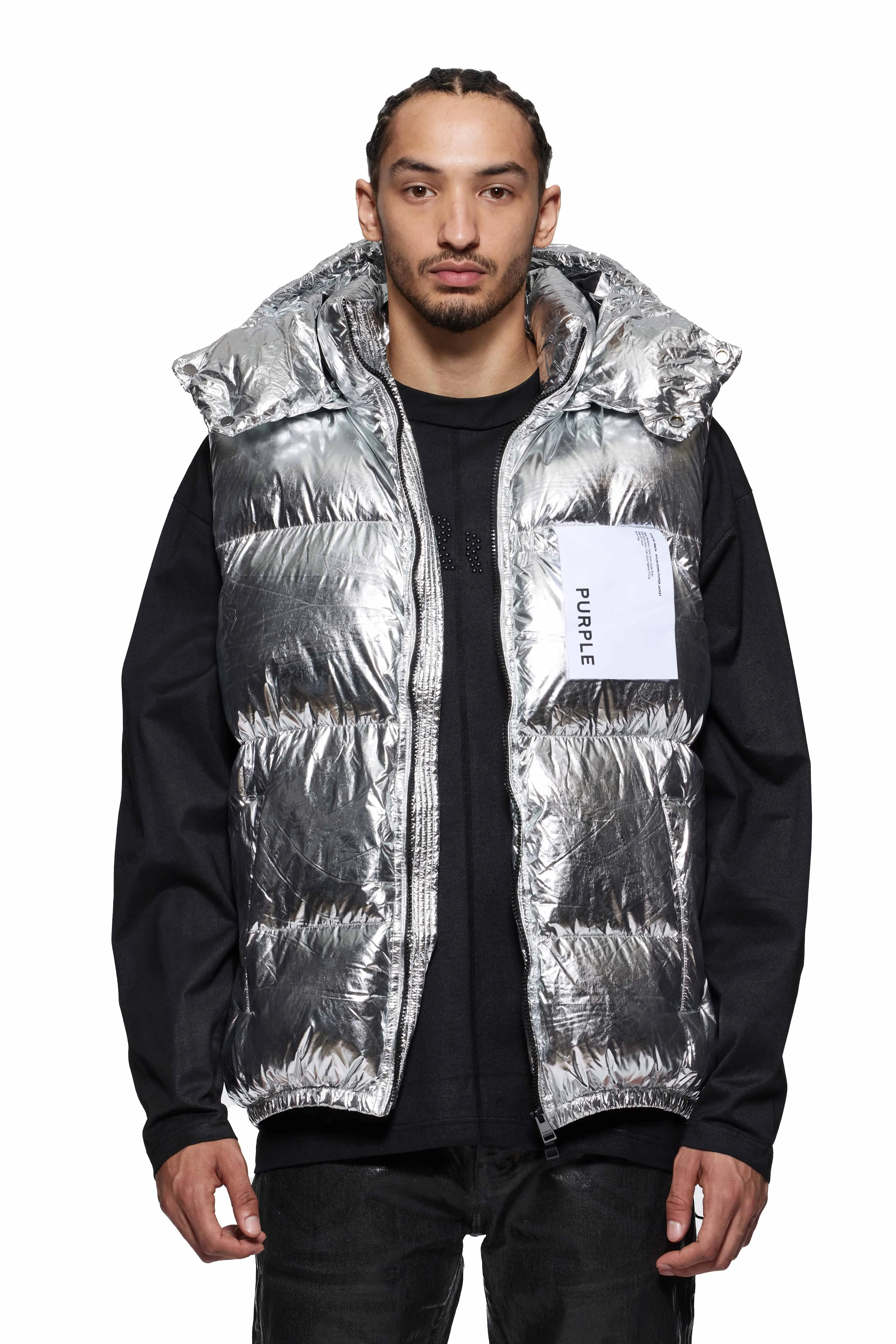 Wordmark Puffer Vest sold by PURPLE BRAND