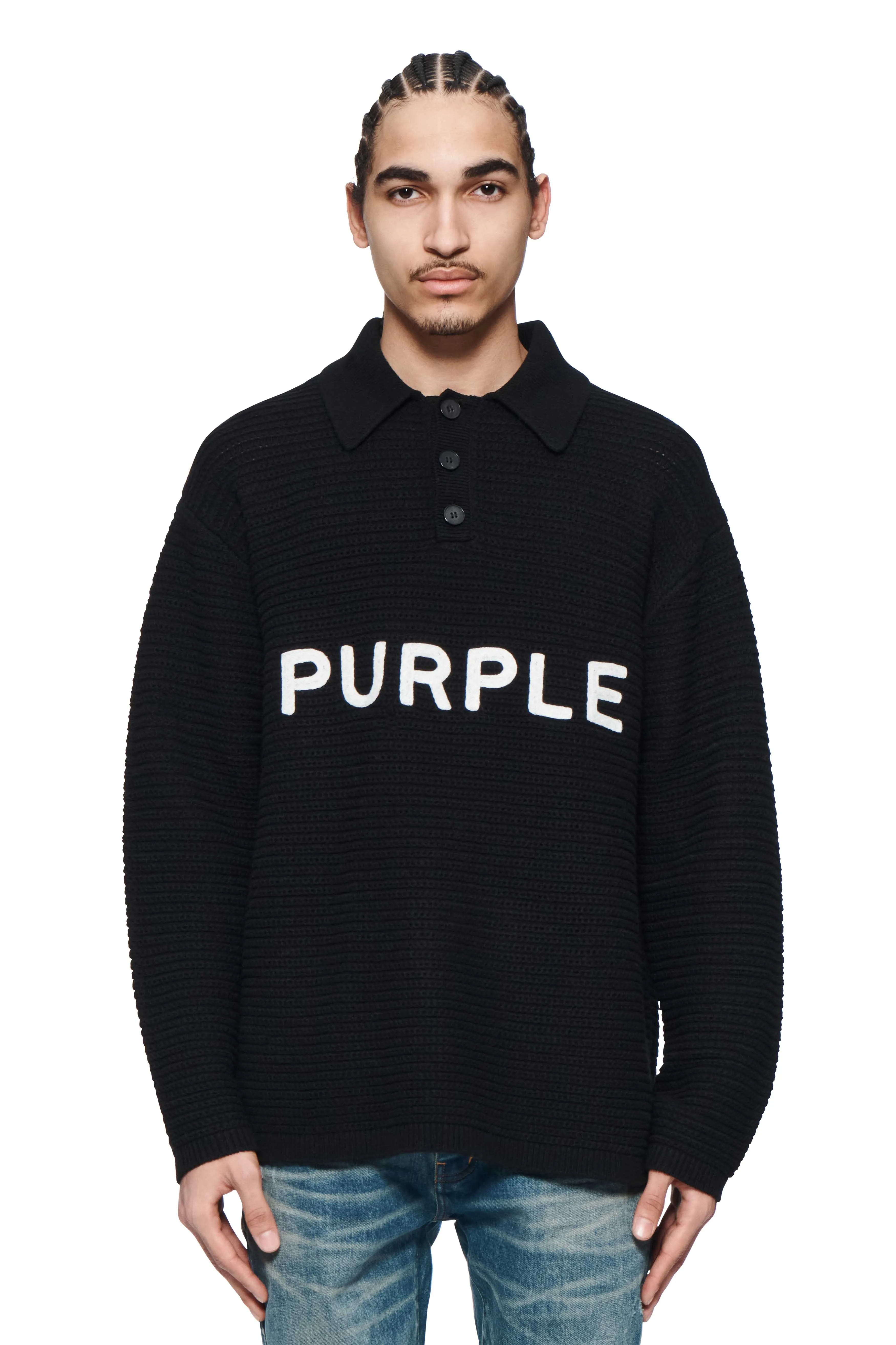 Wordmark Polo Sweater sold by PURPLE BRAND