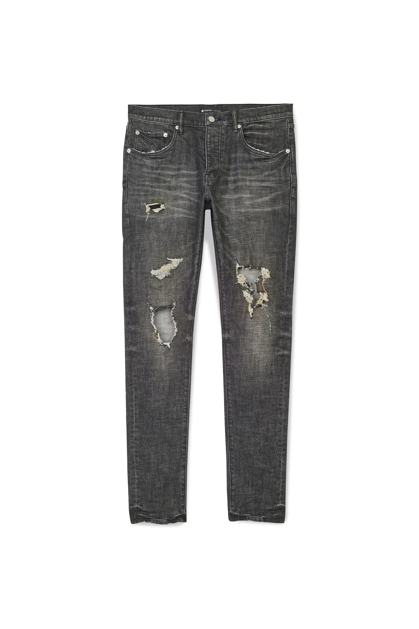 P001 LOW RISE SKINNY JEAN - Exclusive Grey Wash Distress sold by PURPLE BRAND product image thumbnail 3