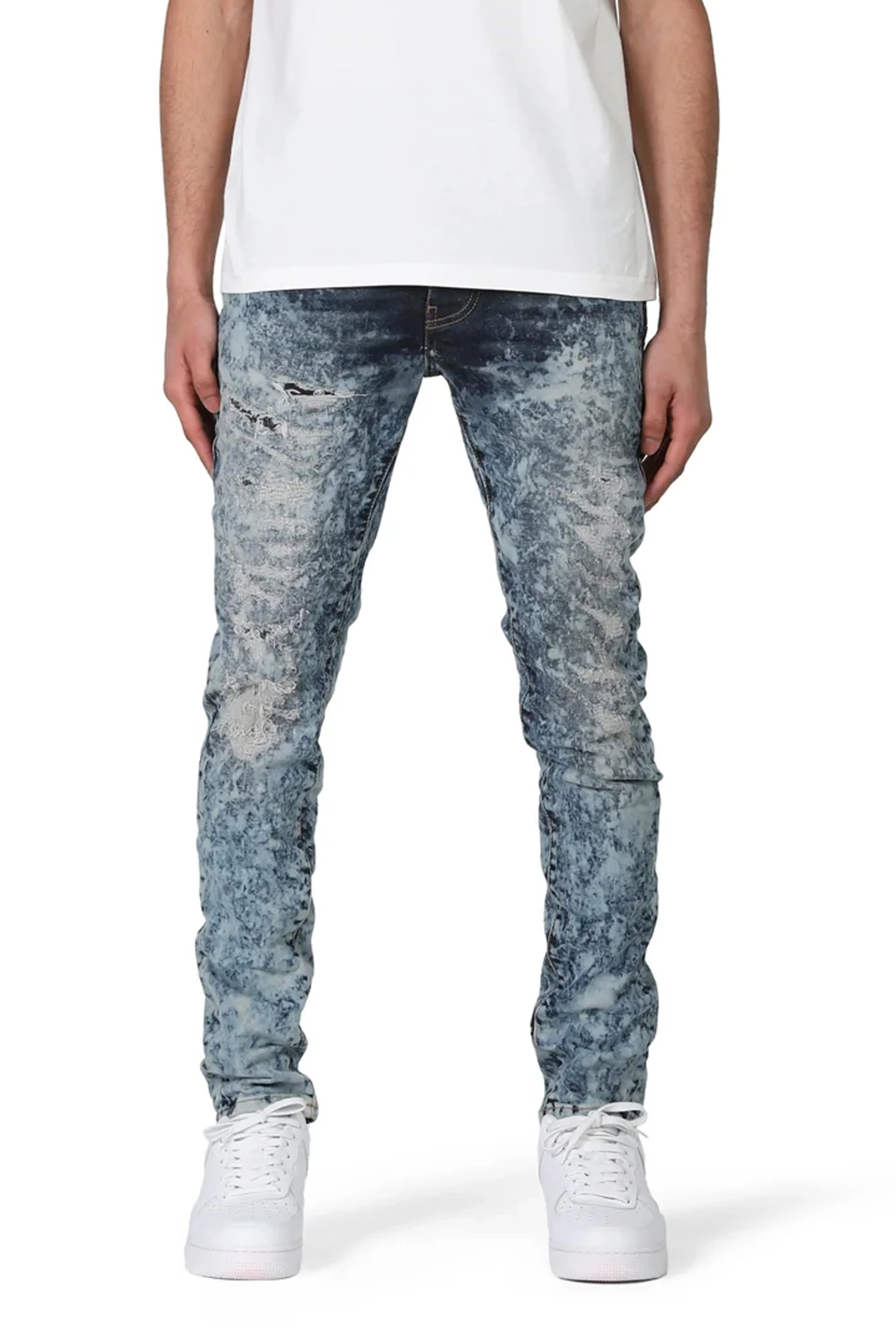 P001 LOW RISE SKINNY JEAN - Indigo Heavy Bleach Repair sold by PURPLE BRAND