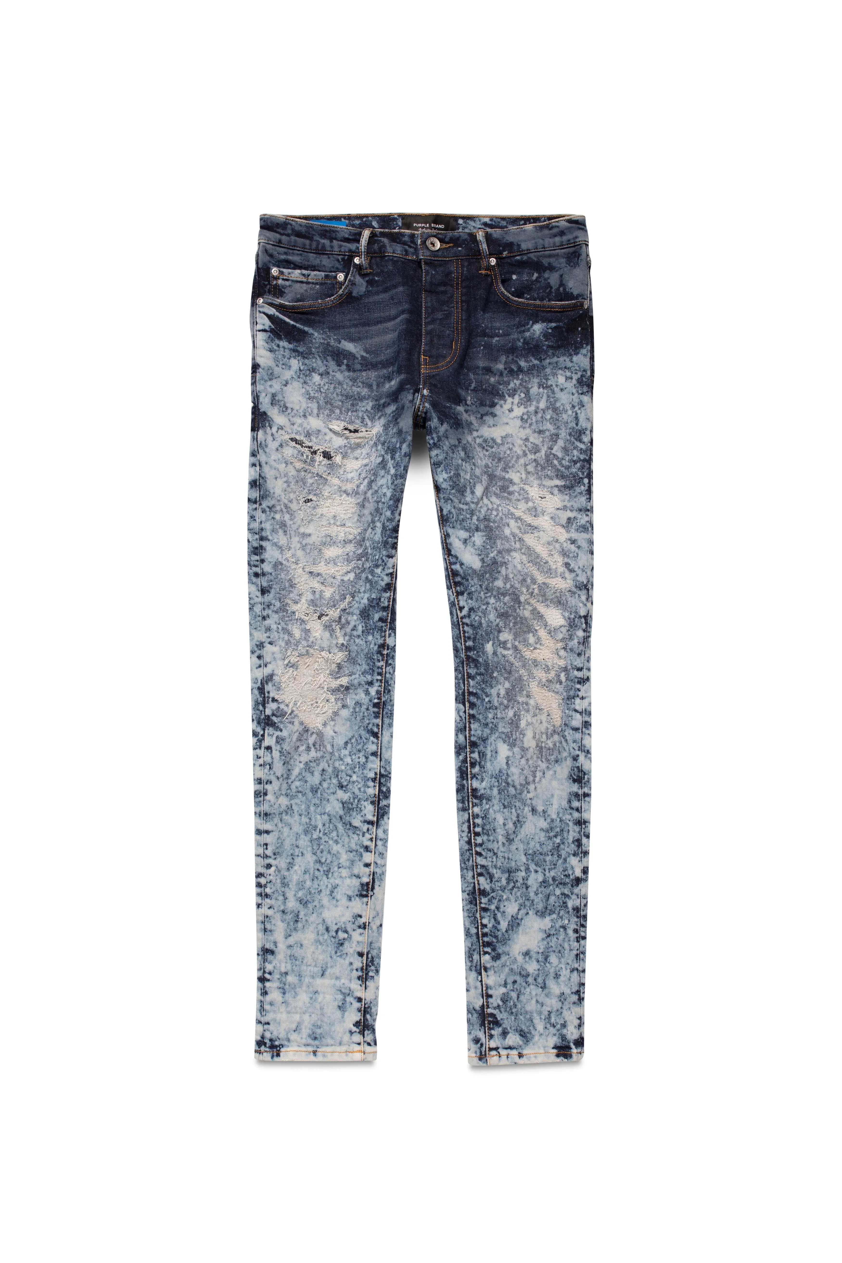 P001 LOW RISE SKINNY JEAN - Indigo Heavy Bleach Repair sold by PURPLE BRAND product image thumbnail 3