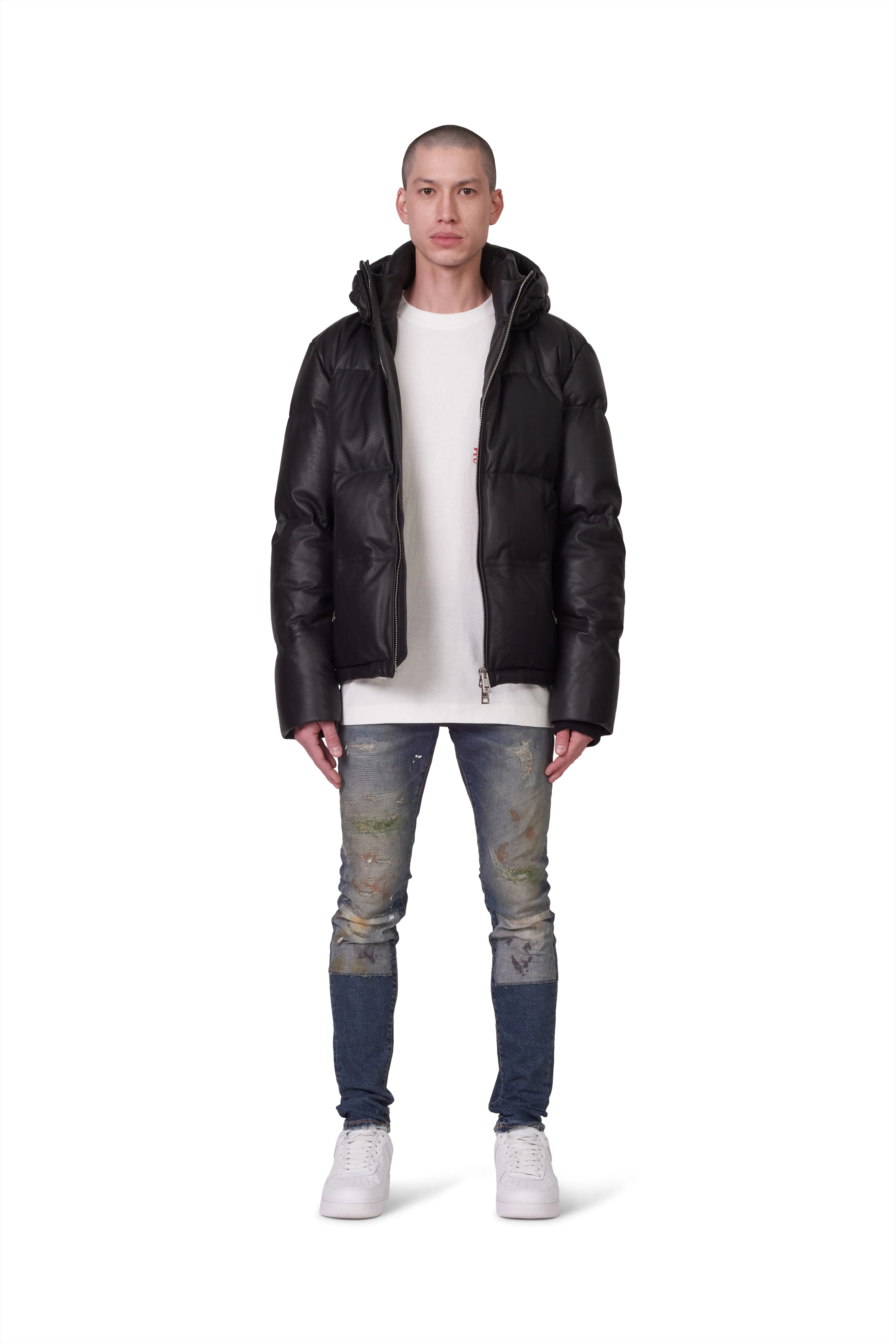 LEATHER PUFFER JACKET - Black Beauty sold by PURPLE BRAND product image thumbnail 2