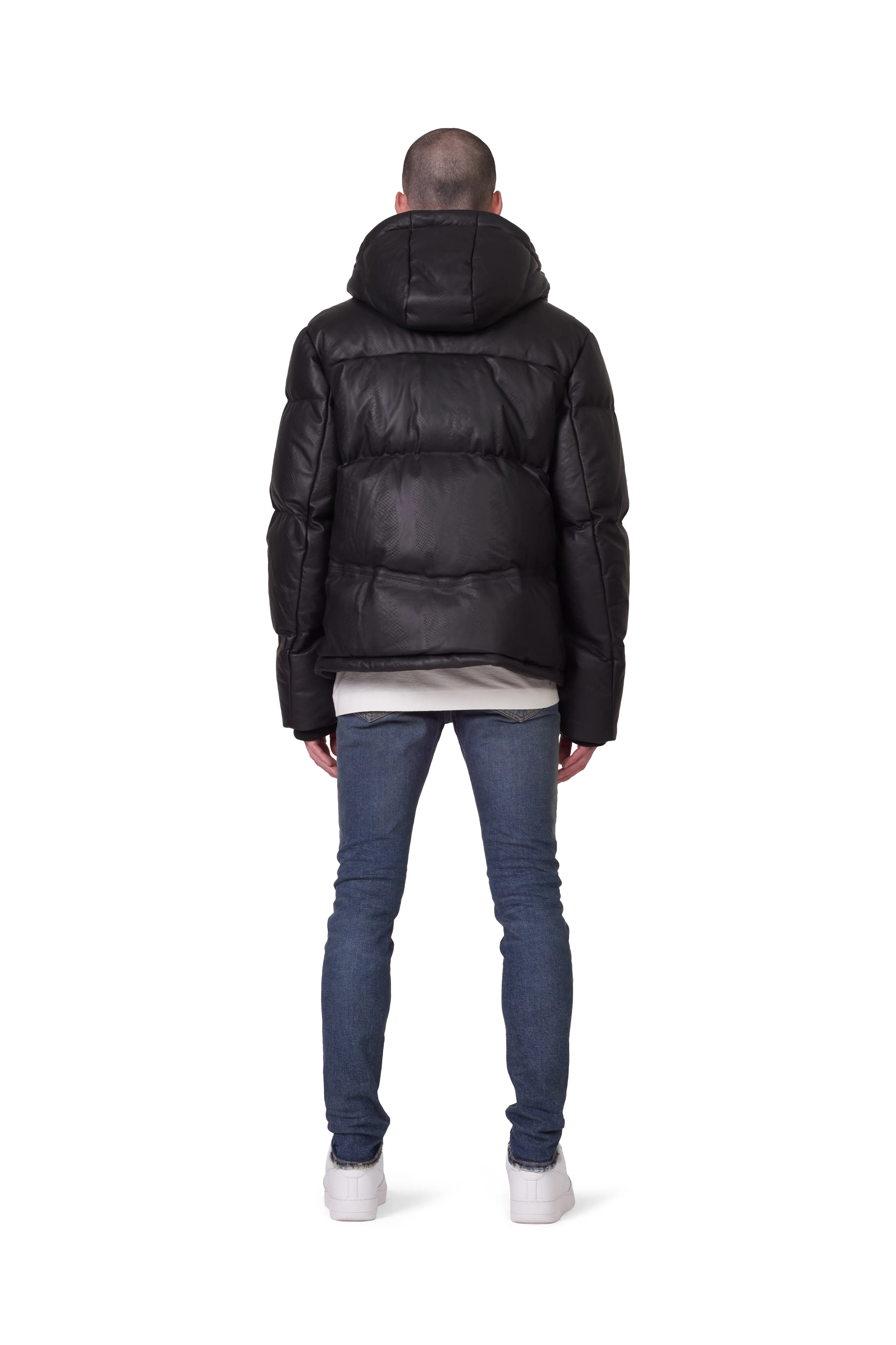 LEATHER PUFFER JACKET - Black Beauty sold by PURPLE BRAND product image thumbnail 3