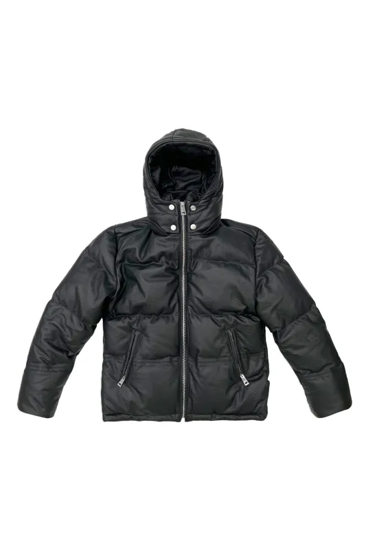 LEATHER PUFFER JACKET - Black Beauty made by PURPLE BRAND