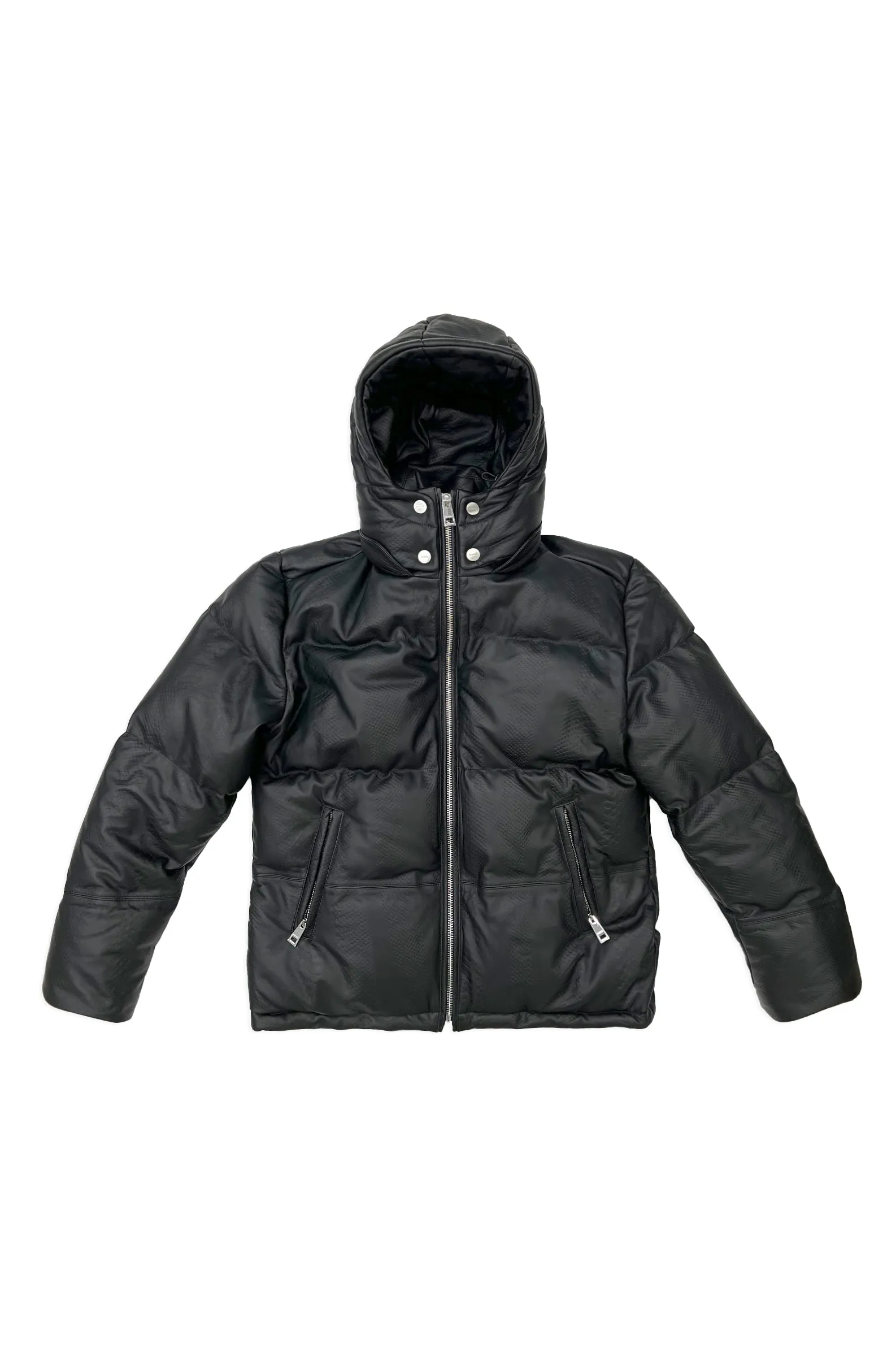 LEATHER PUFFER JACKET - Black Beauty sold by PURPLE BRAND