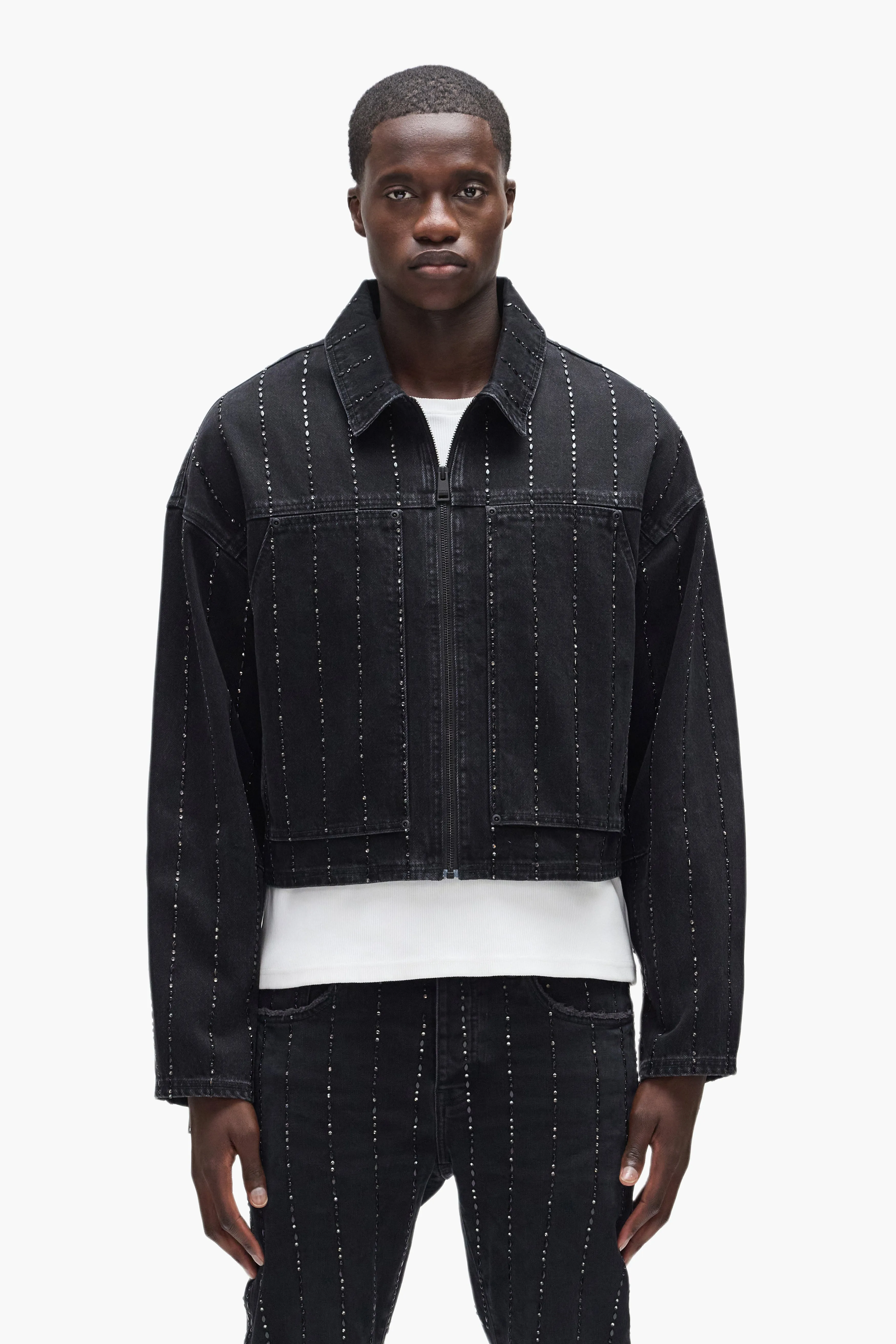 Embellished Stripes Jacket sold by PURPLE BRAND