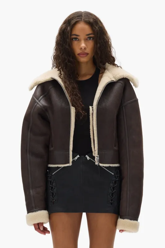 Sherpa Leather Jacket made by PURPLE BRAND
