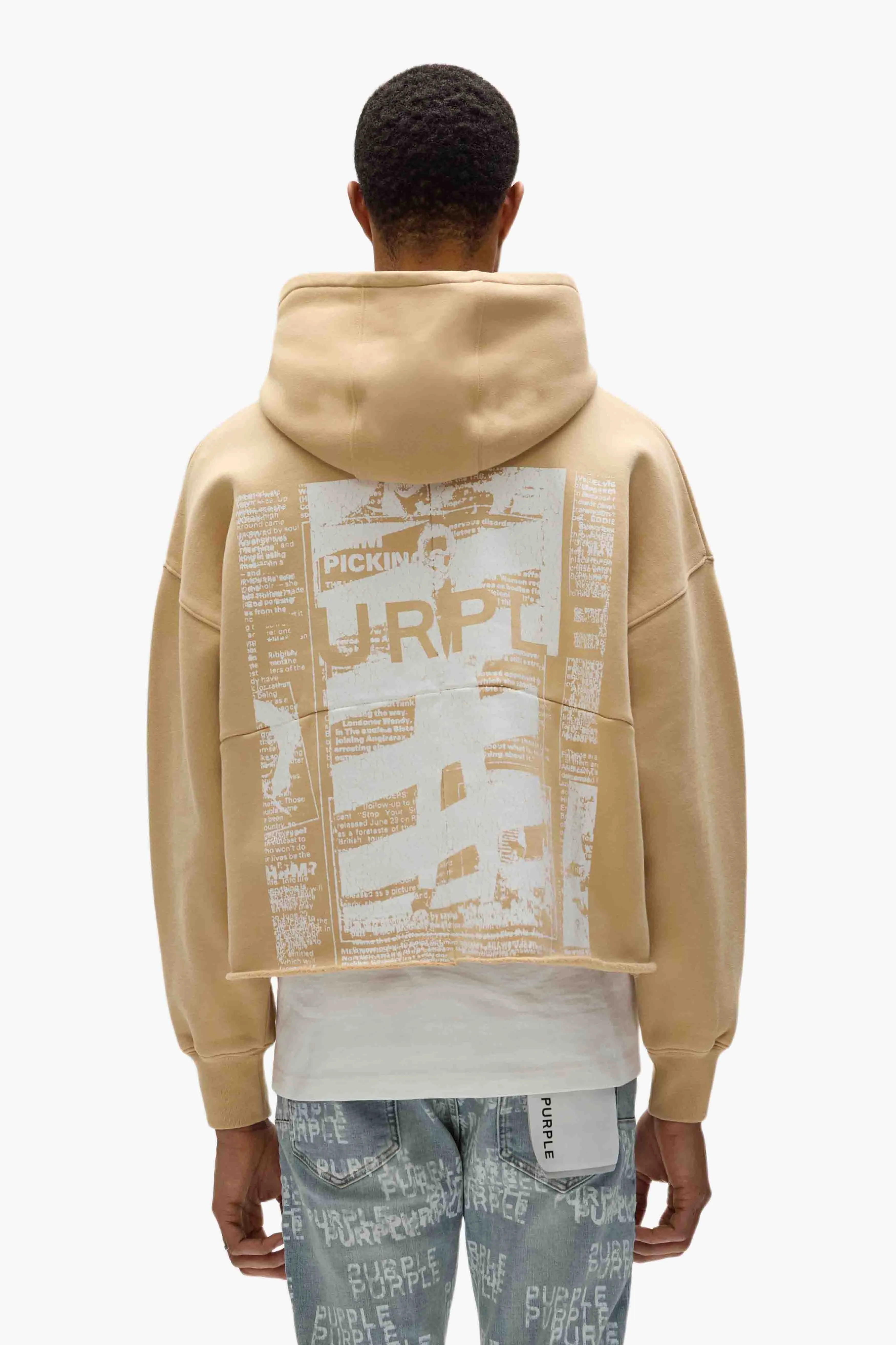 Newsprint Cropped Hoodie sold by PURPLE BRAND product image thumbnail 3