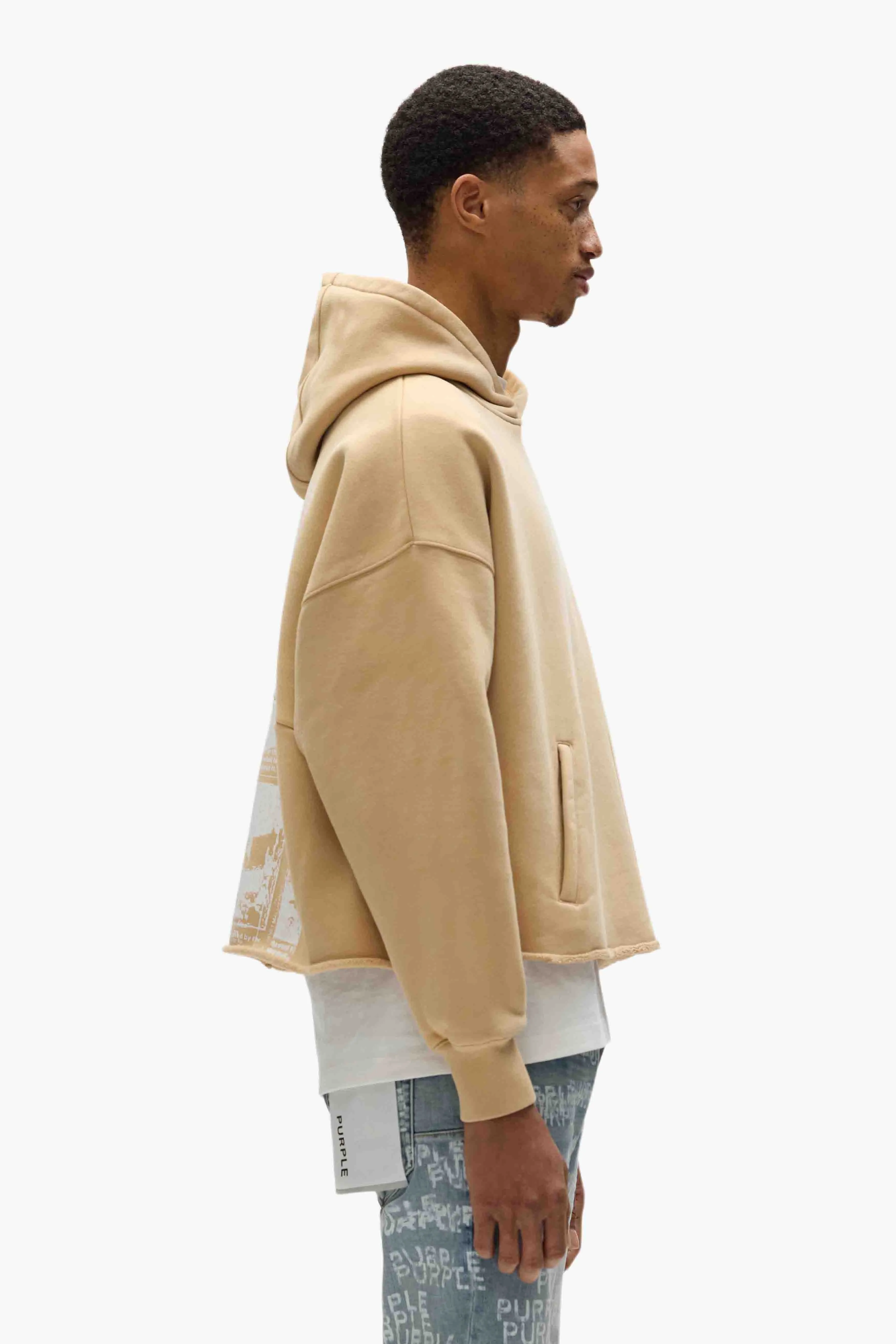 Newsprint Cropped Hoodie sold by PURPLE BRAND product image thumbnail 2