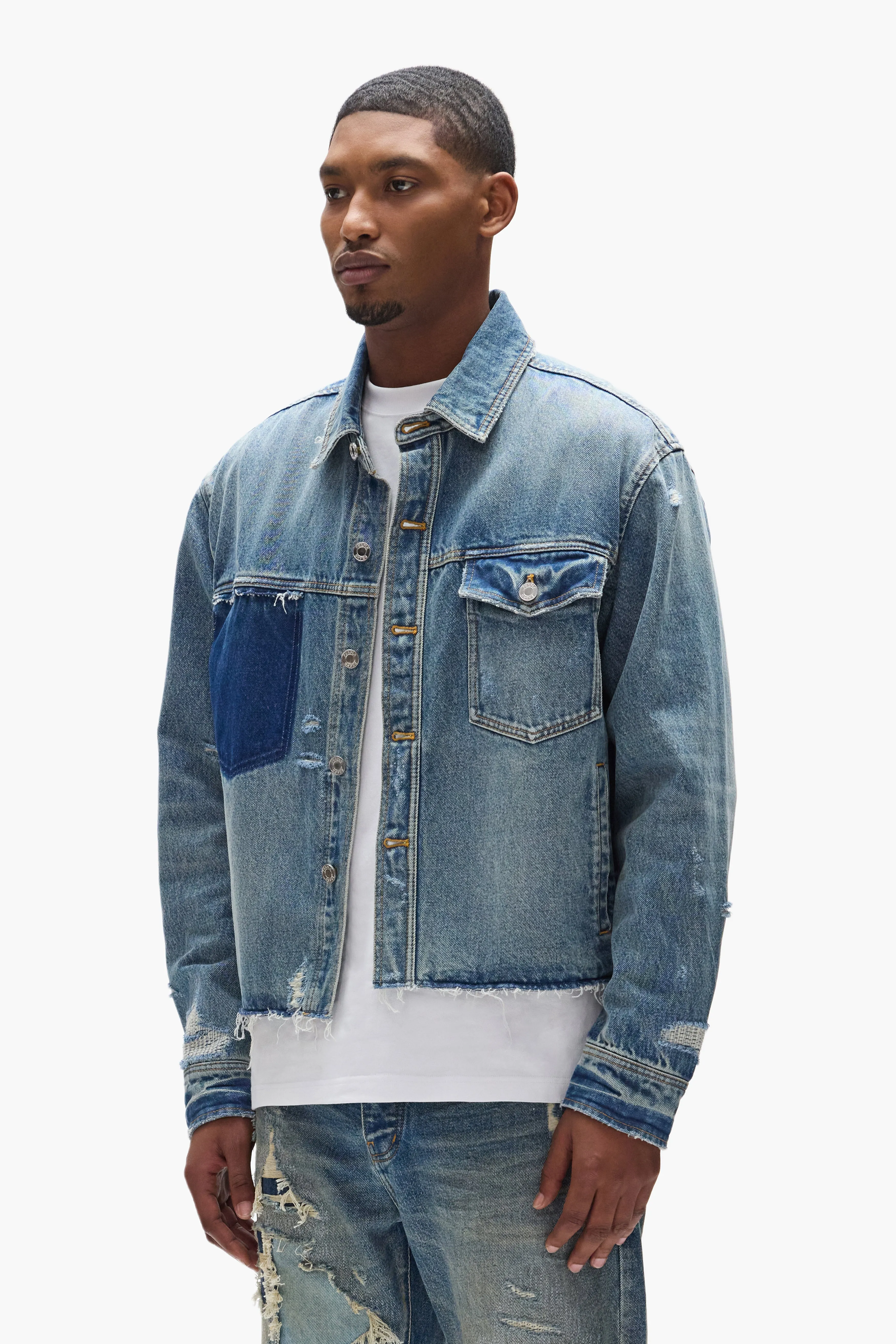 Distressed Cropped Shirt sold by PURPLE BRAND product image thumbnail 3