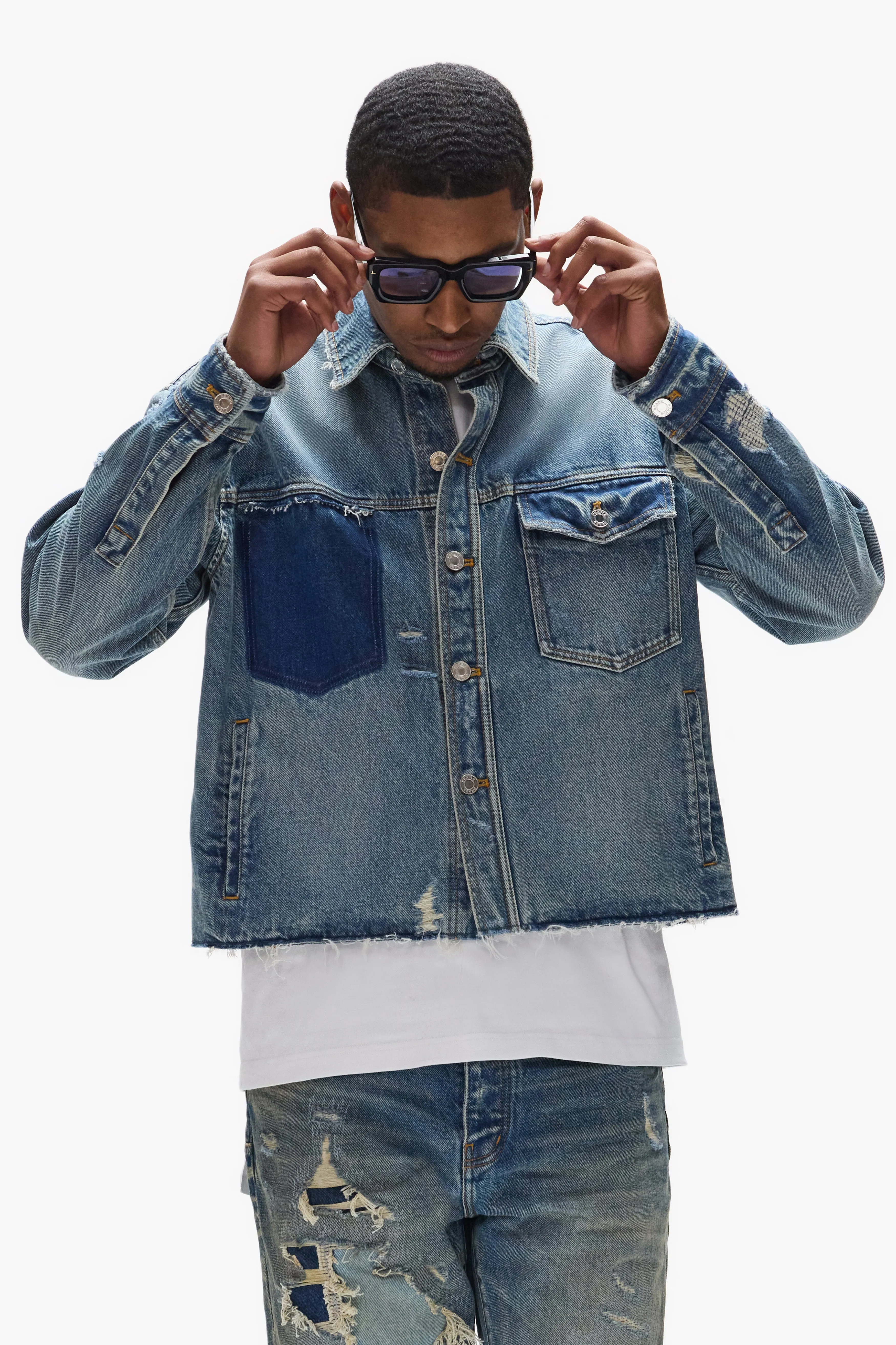 Distressed Cropped Shirt sold by PURPLE BRAND product image thumbnail 2