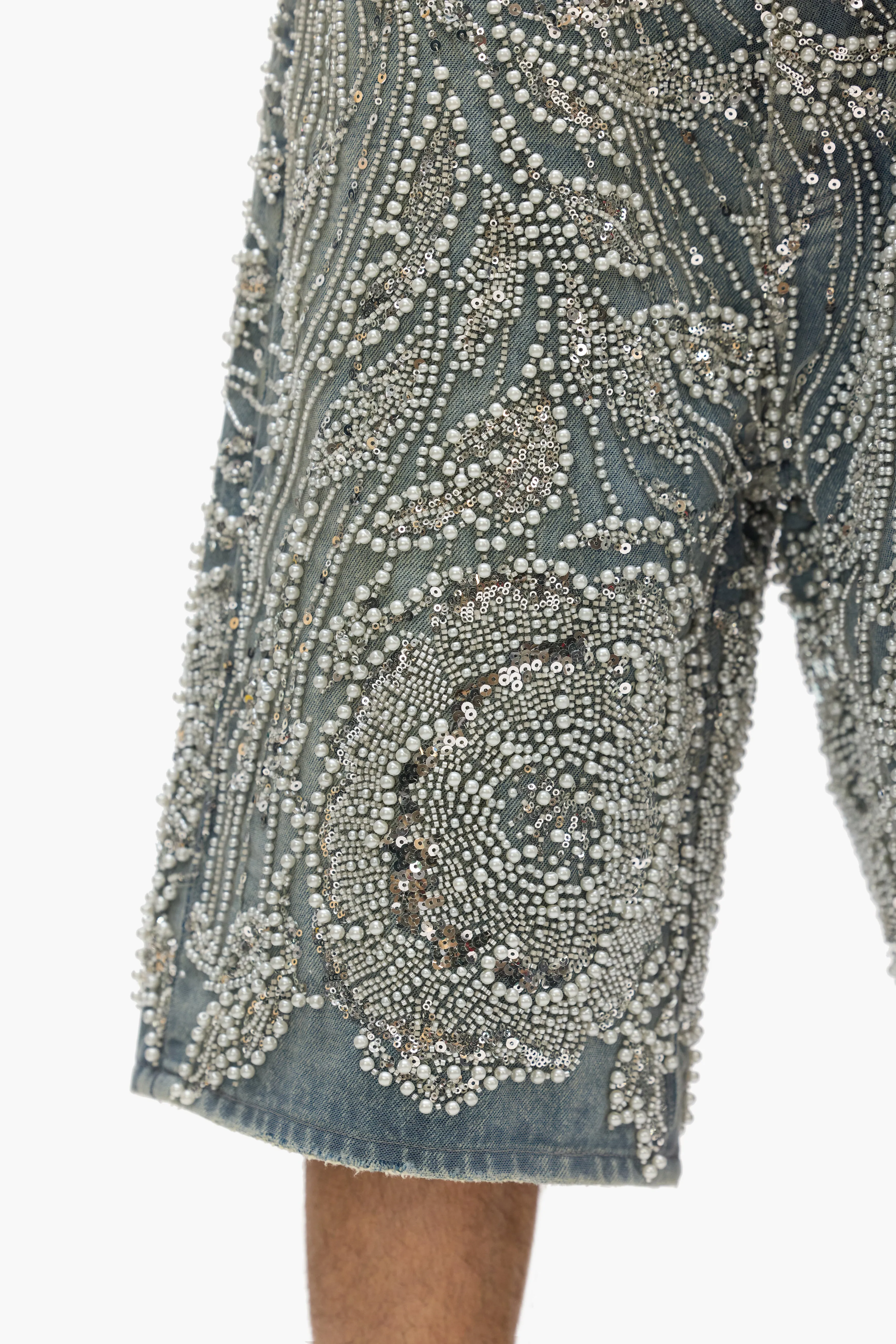 P070 Hand Beaded & Crystal Embellished Short sold by PURPLE BRAND product image thumbnail 4