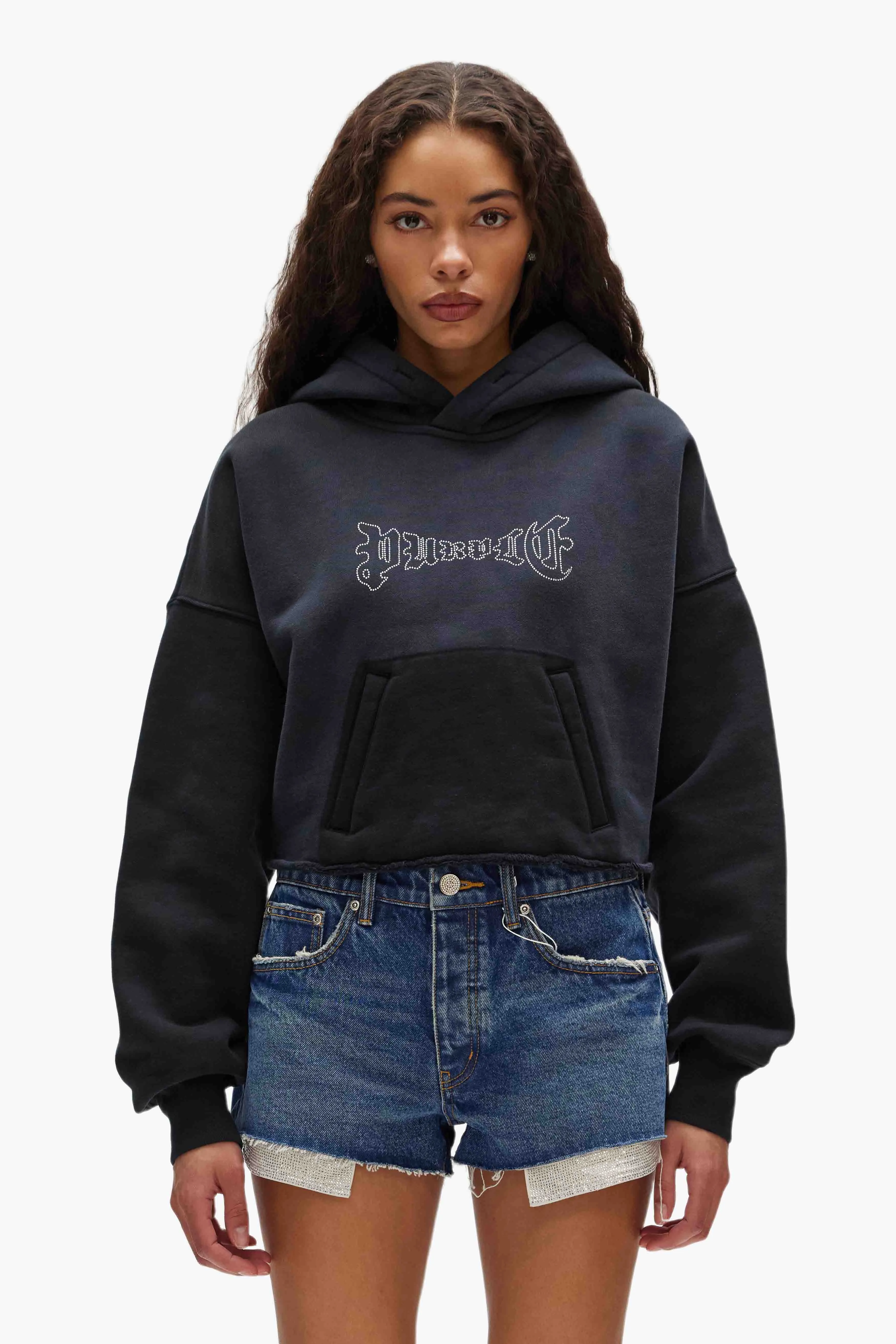 Crystal Cropped Hoodie sold by PURPLE BRAND