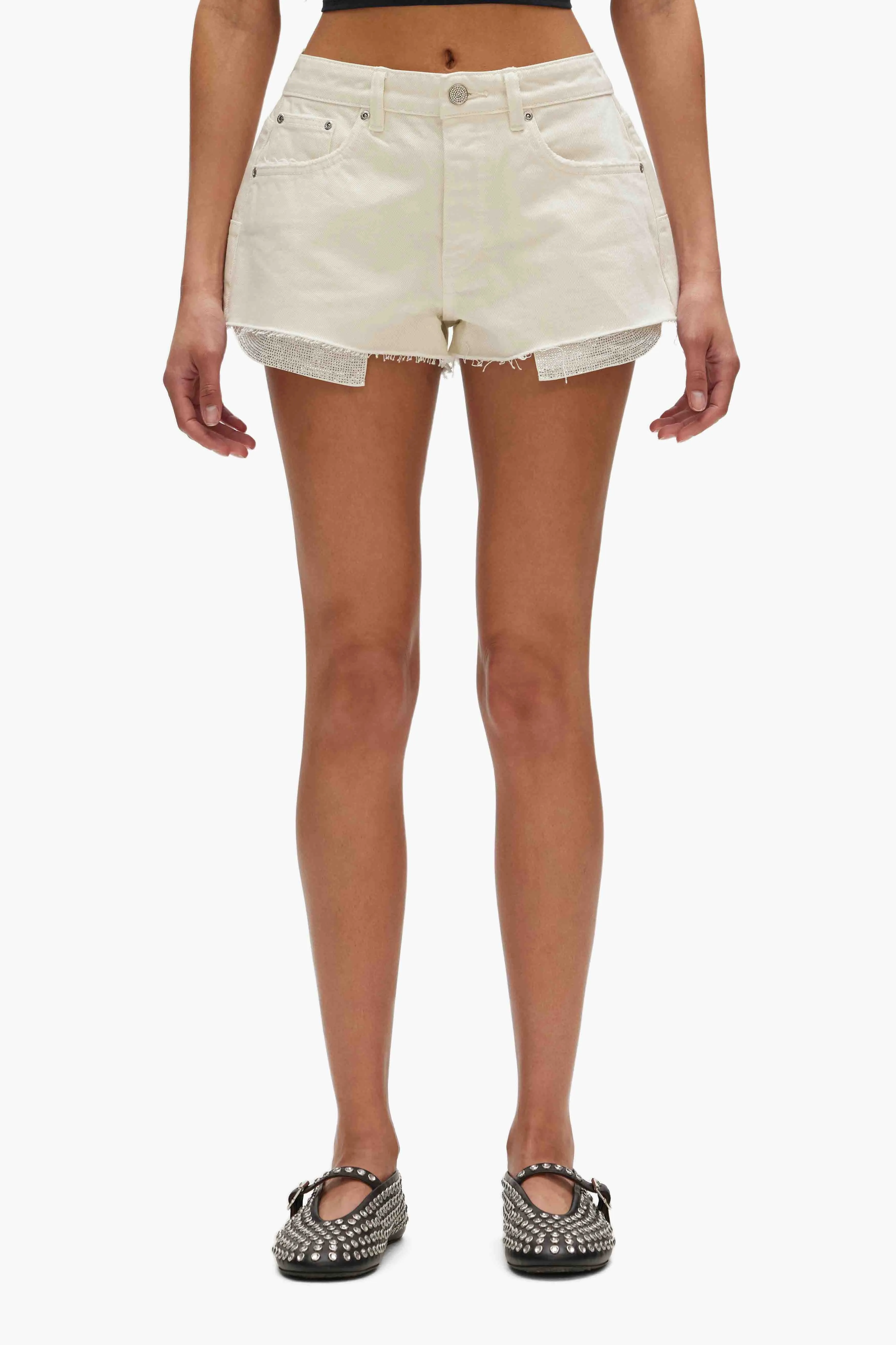 Rhinestone Denim Shorts sold by PURPLE BRAND