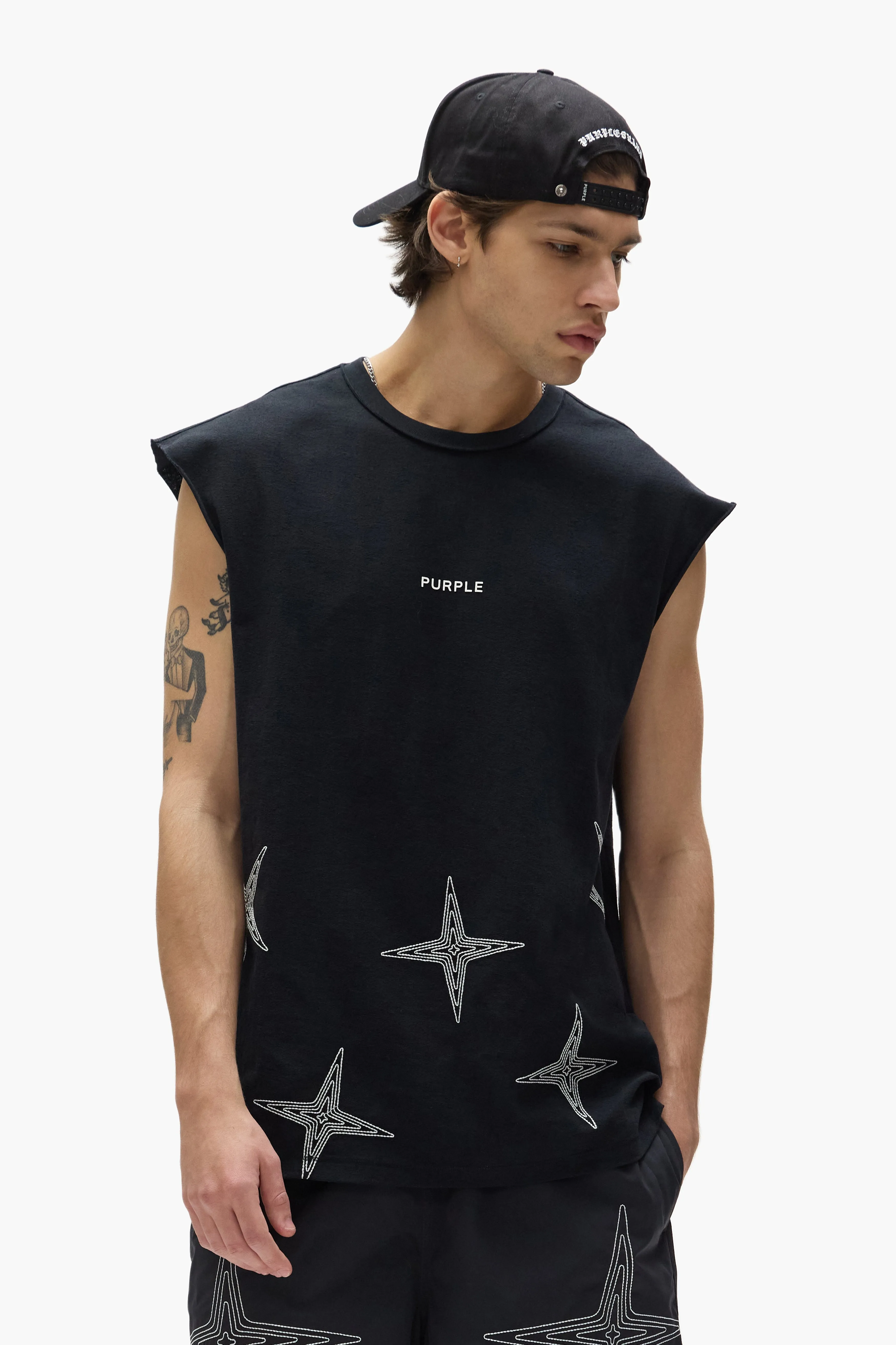 Embroidered Star Tank Top sold by PURPLE BRAND product image thumbnail 4