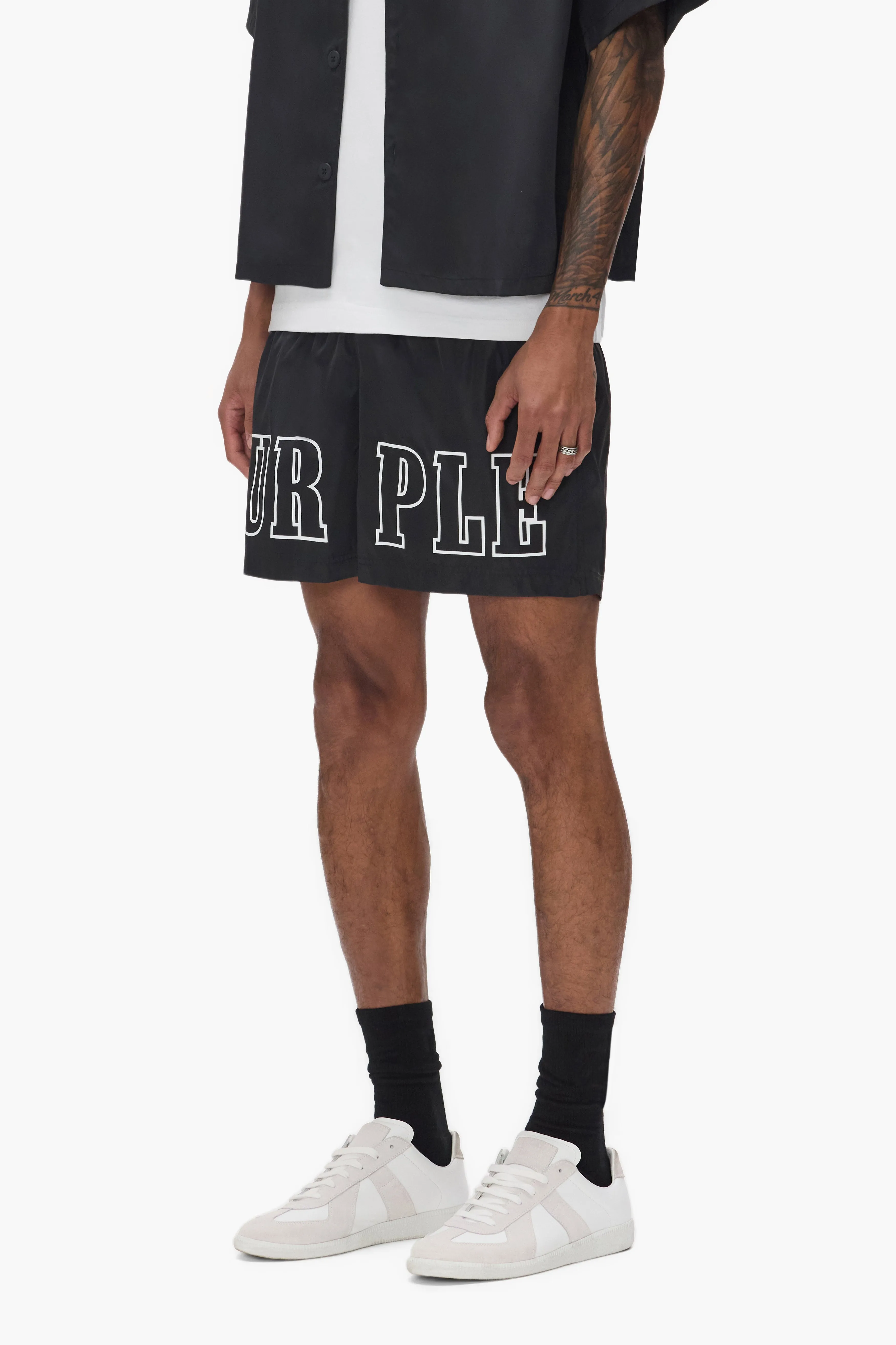 Wordmark Outline Swim Short sold by PURPLE BRAND product image thumbnail 3