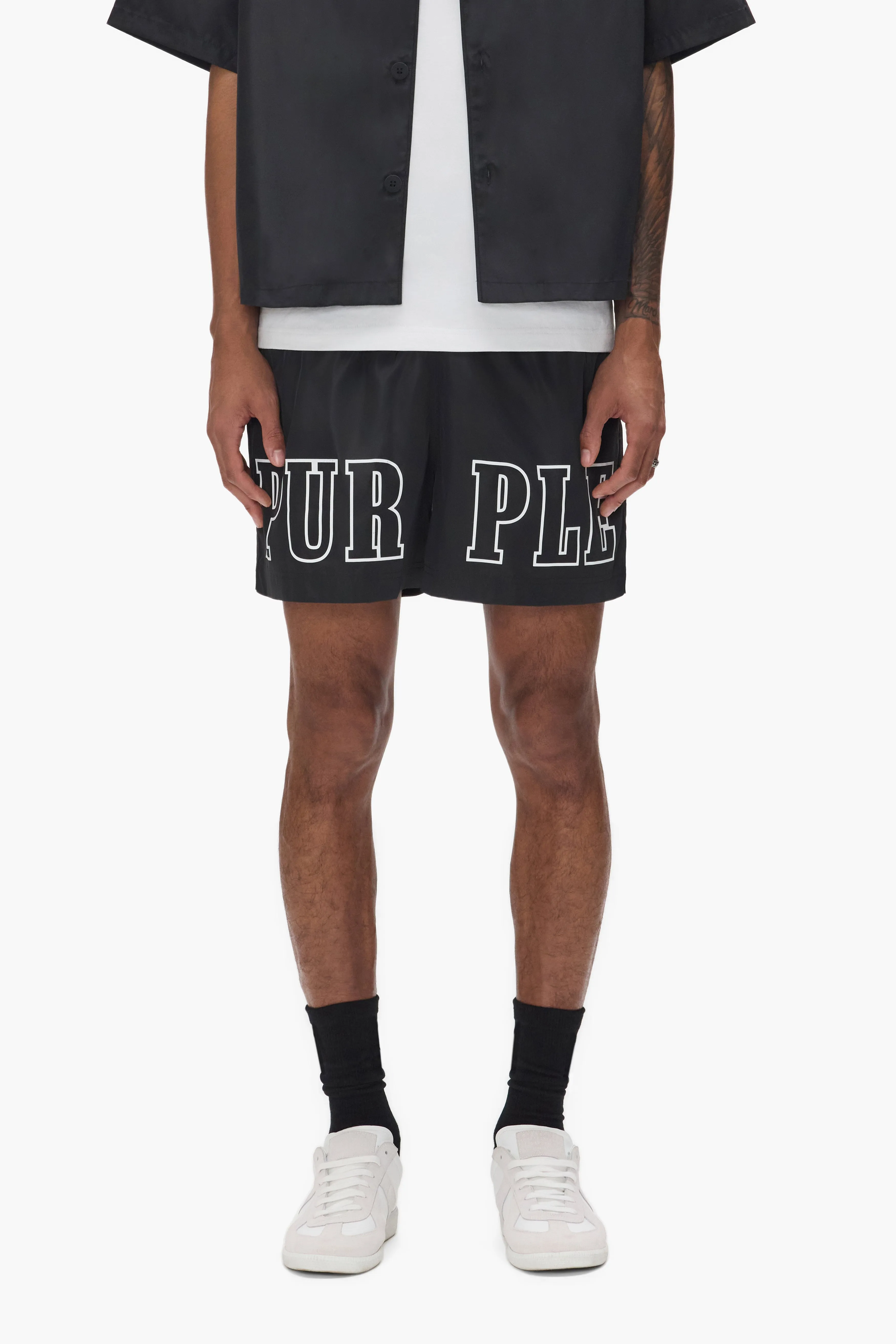 Wordmark Outline Swim Short sold by PURPLE BRAND product image thumbnail 2