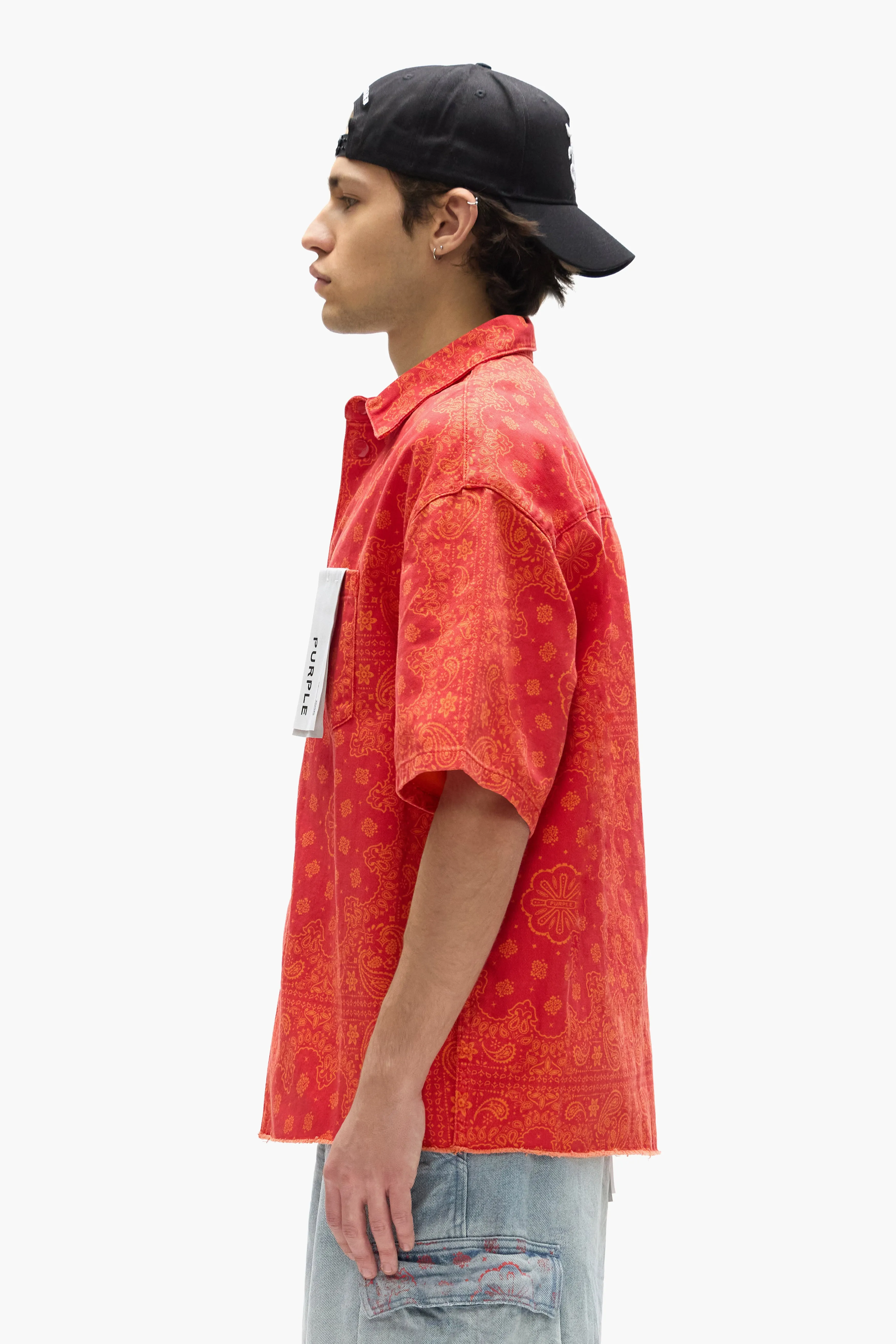 P035 Bandana Print Short Sleeve Shirt sold by PURPLE BRAND product image thumbnail 2