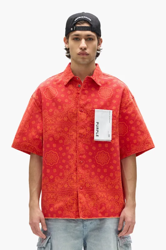 P035 Bandana Print Short Sleeve Shirt made by PURPLE BRAND