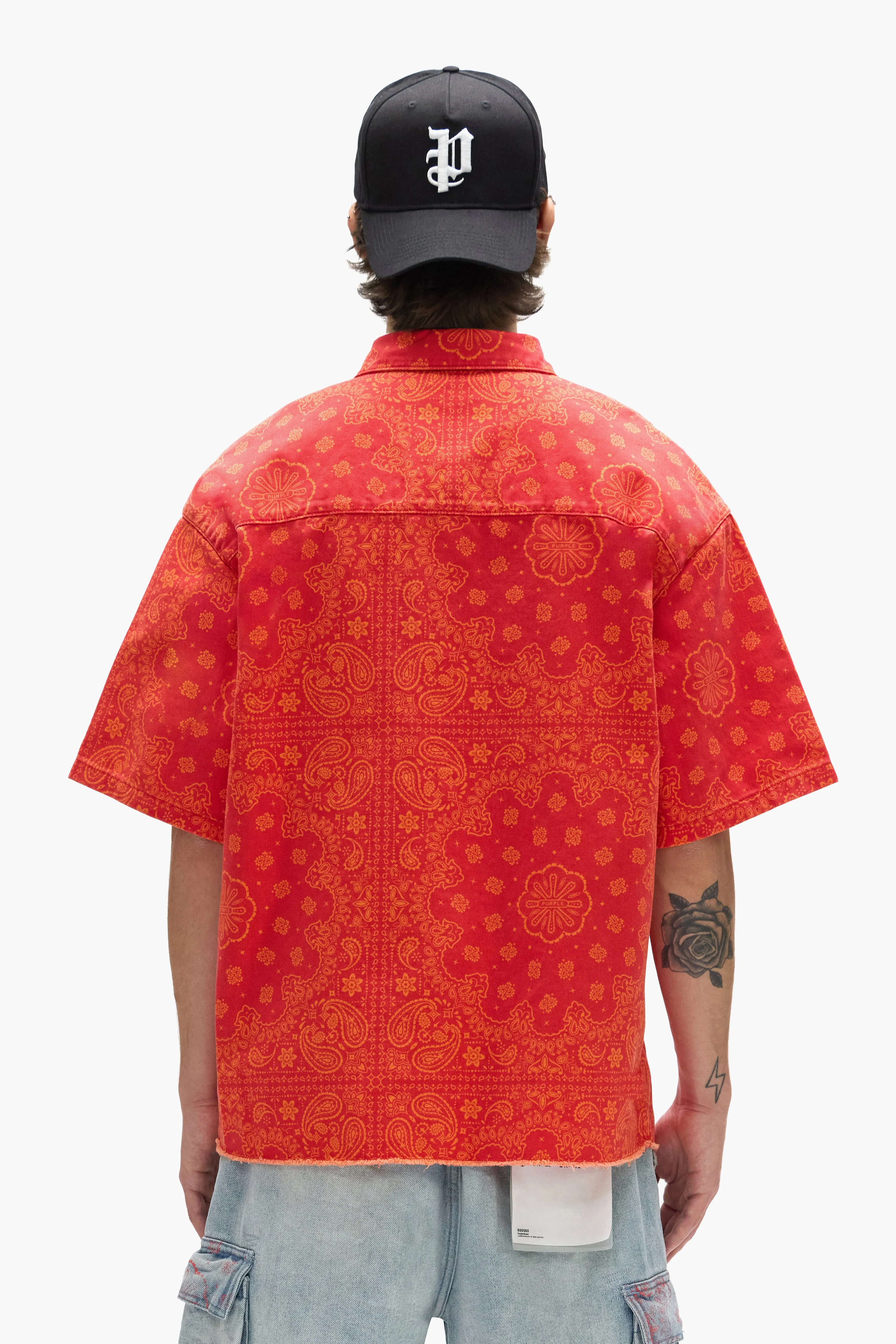 P035 Bandana Print Short Sleeve Shirt sold by PURPLE BRAND product image thumbnail 3
