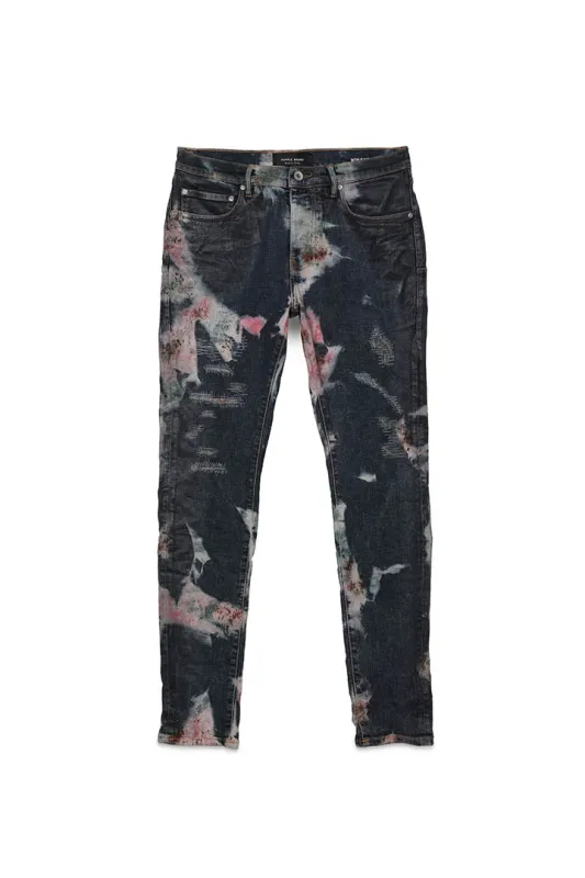 Multicolor Spray Over Bleached Indigo made by PURPLE BRAND