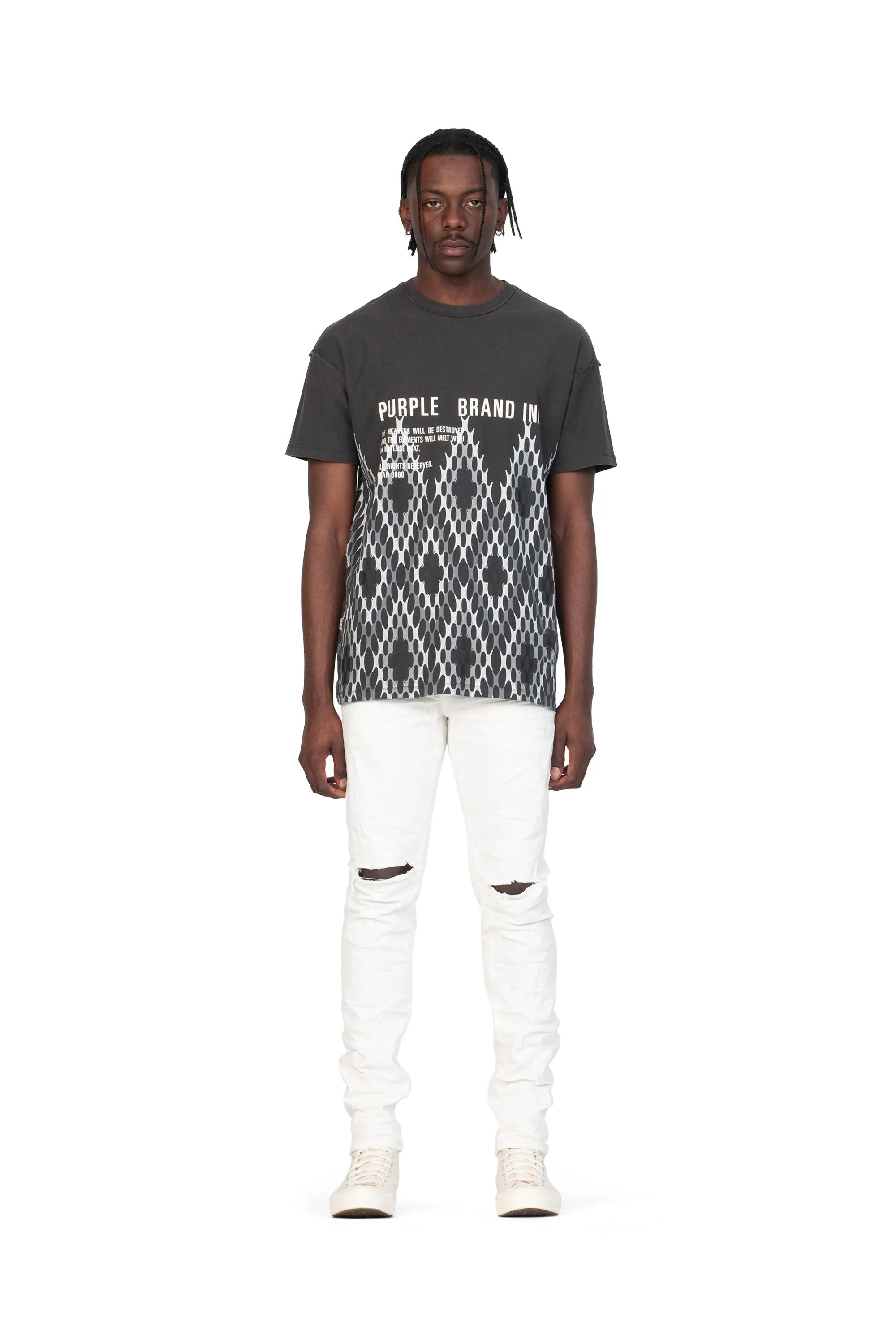 P001 LOW RISE SKINNY JEAN - Optic White Knee Slit sold by PURPLE BRAND product image thumbnail 3