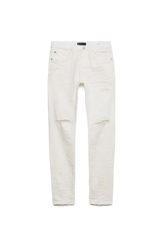 P001 LOW RISE SKINNY JEAN - Optic White Knee Slit made by PURPLE BRAND